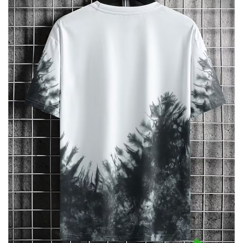 Manufacturer wholesale ice silk short sleeved t-shirt for men's summer fashion trend, student teenager half sleeved ice sensation splashed ink t-shirt Manufacturer wholesale ice silk short sleeved t-shirt for men's summer fashion trend, student teenager half sleeved ice sensation splashed ink t-shirt