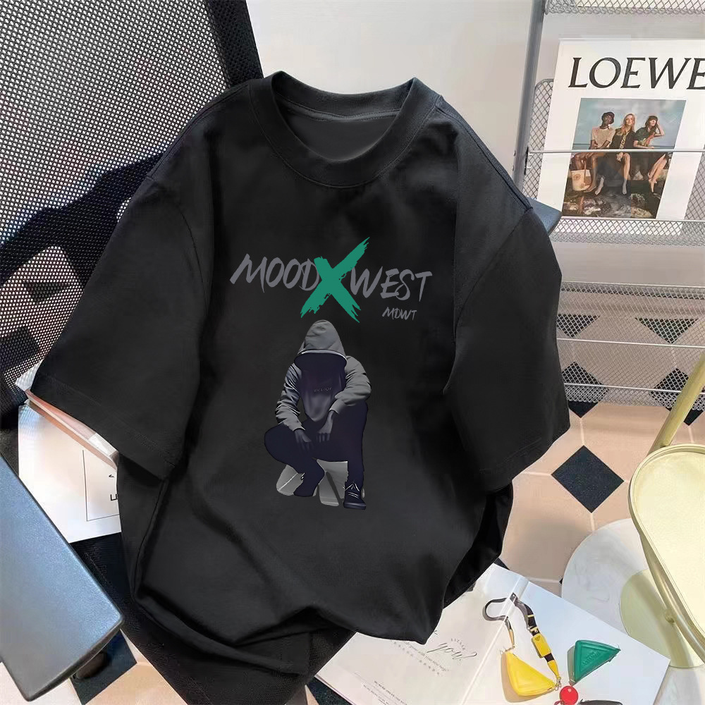 Manufacturer wholesale trend retro letter printed pattern top loose five quarter sleeve T-shirt simple versatile top Manufacturer wholesale trend retro letter printed pattern top loose five quarter sleeve T-shirt simple versatile top