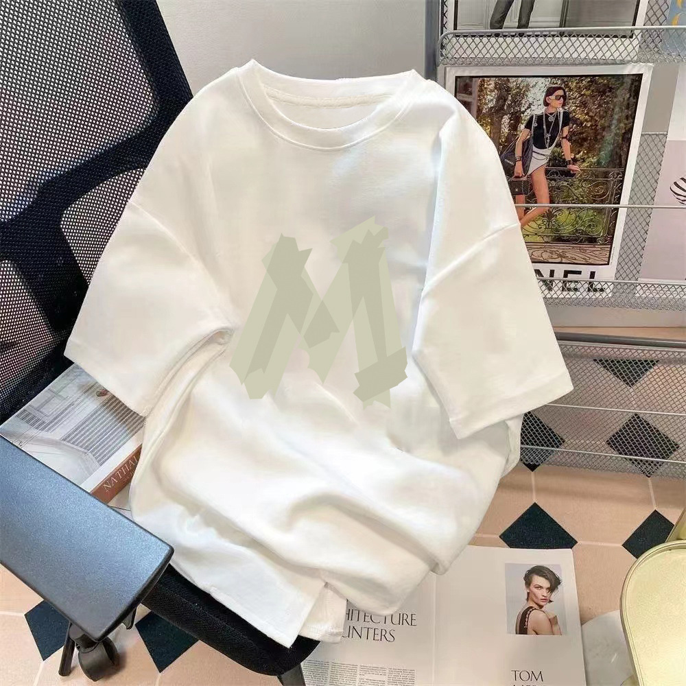 Manufacturer wholesale trend retro letter printed pattern top loose five quarter sleeve T-shirt simple versatile top Manufacturer wholesale trend retro letter printed pattern top loose five quarter sleeve T-shirt simple versatile top