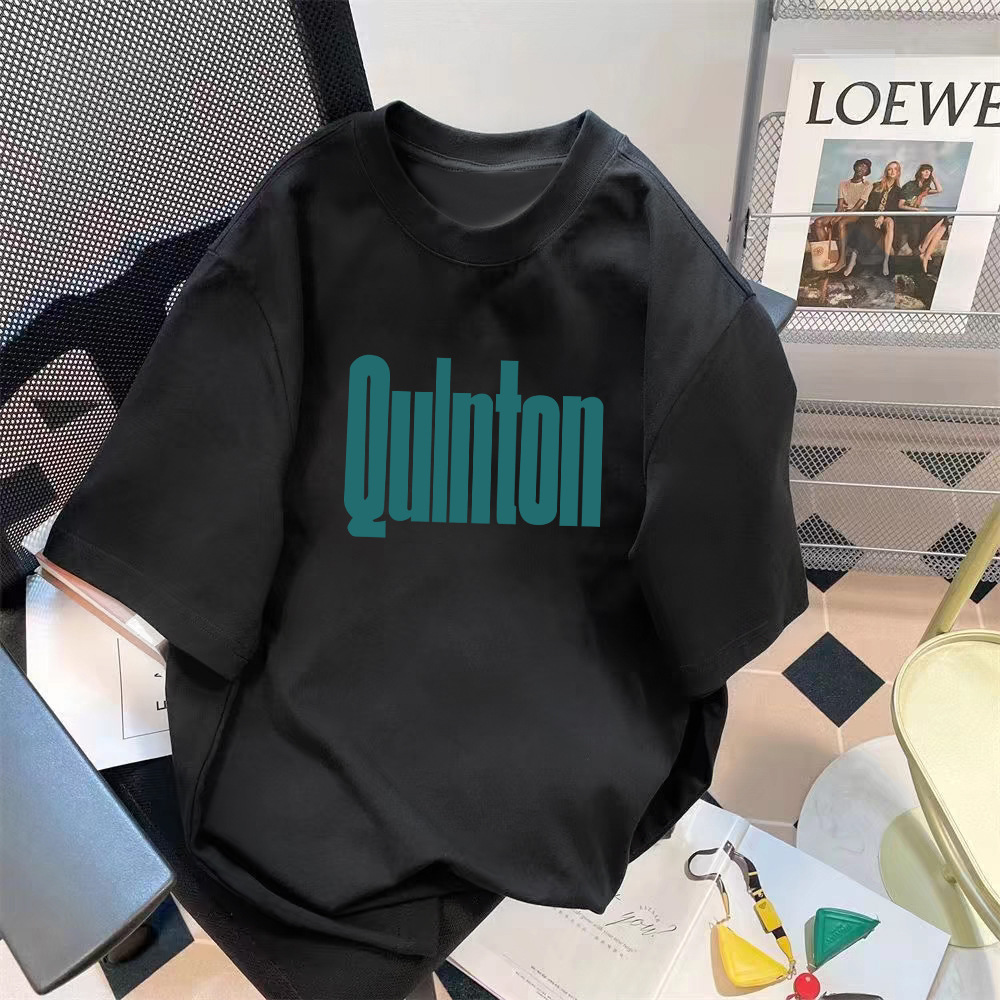 Manufacturer wholesale trend retro letter printed pattern top loose five quarter sleeve T-shirt simple versatile top Manufacturer wholesale trend retro letter printed pattern top loose five quarter sleeve T-shirt simple versatile top