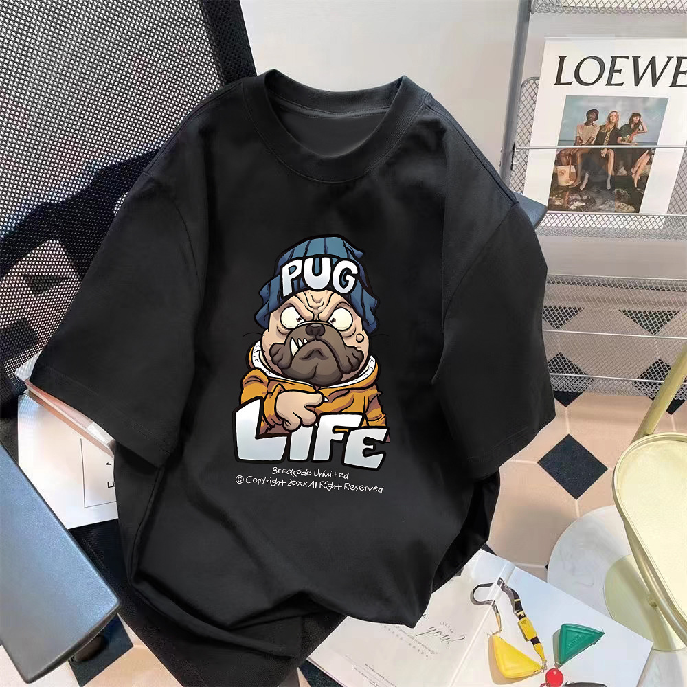 Manufacturer wholesale trend retro letter printed pattern top loose five quarter sleeve T-shirt simple versatile top Manufacturer wholesale trend retro letter printed pattern top loose five quarter sleeve T-shirt simple versatile top