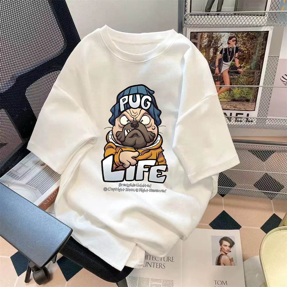 Manufacturer wholesale trend retro letter printed pattern top loose five quarter sleeve T-shirt simple versatile top Manufacturer wholesale trend retro letter printed pattern top loose five quarter sleeve T-shirt simple versatile top