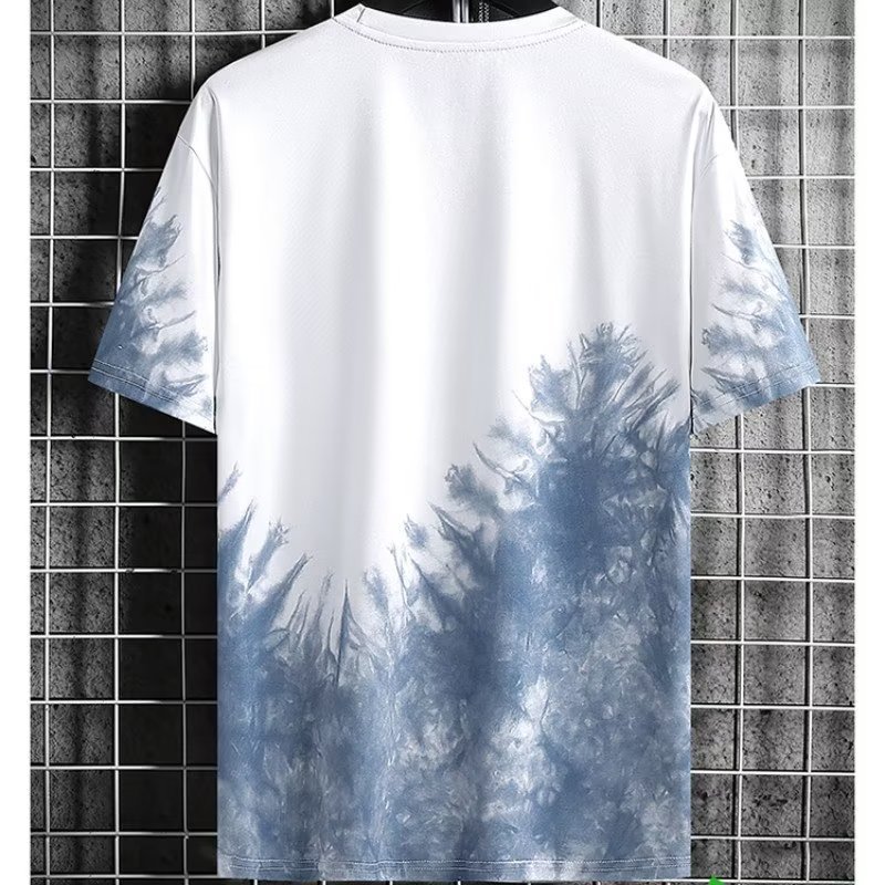 Manufacturer wholesale ice silk short sleeved t-shirt for men's summer fashion trend, student teenager half sleeved ice sensation splashed ink t-shirt Manufacturer wholesale ice silk short sleeved t-shirt for men's summer fashion trend, student teenager half sleeved ice sensation splashed ink t-shirt