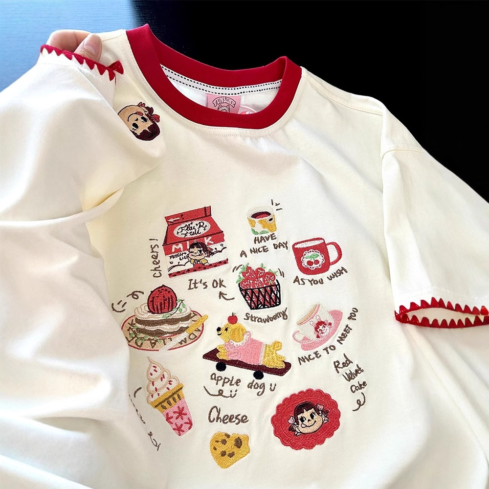 Original workmanship # Real price high-density embroidery [19 pieces, 220g pure cotton] Threaded collar+edging shoulder pull