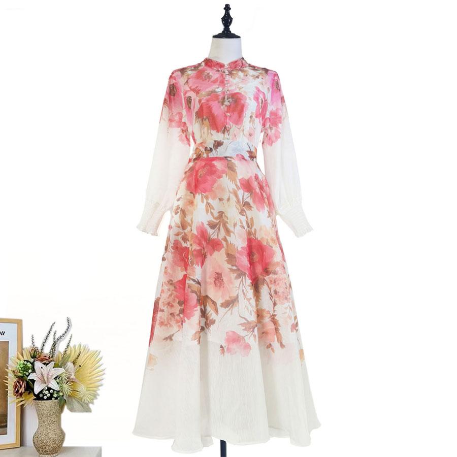 Real time shooting of European and American autumn and winter new retro printed single breasted shirt+high waist and large swing half body long skirt set Real time shooting of European and American autumn and winter new retro printed single breasted shirt+high waist and large swing half body long skirt set