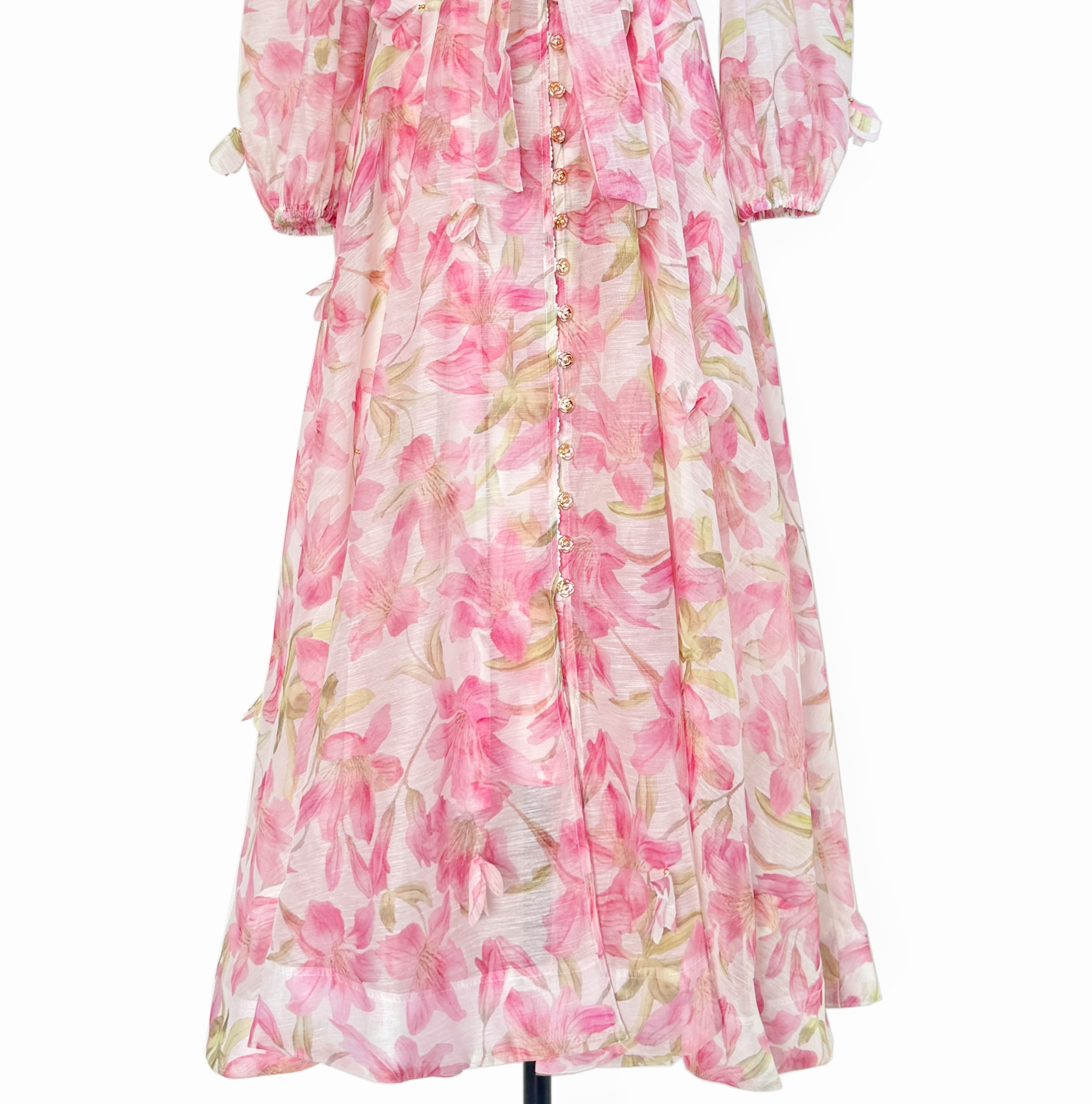 Real shot of the new Australian printed three-dimensional flower pendant with tie up waist dress, mid length large swing skirt Real shot of the new Australian printed three-dimensional flower pendant with tie up waist dress, mid length large swing skirt