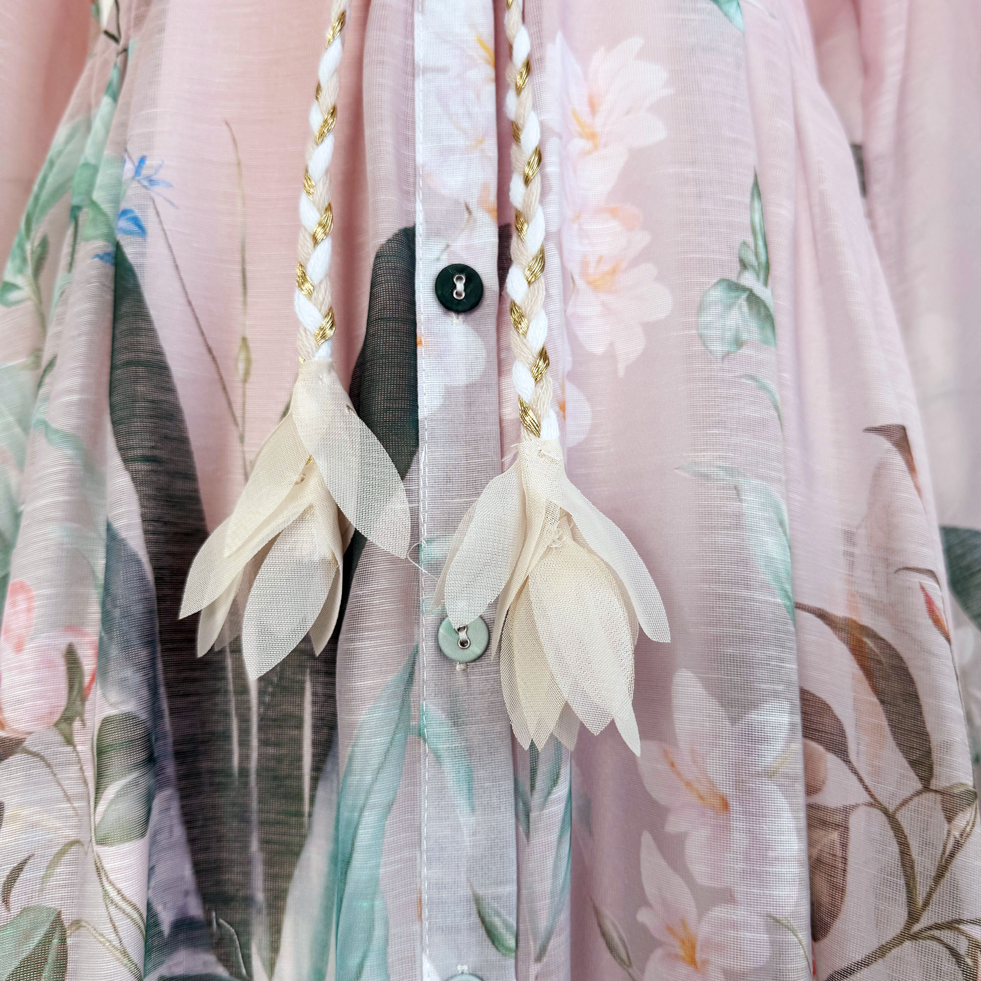 Real shot of Australia's new tropical style printed heavy industry three-dimensional flower splicing long style large swing dress Real shot of Australia's new tropical style printed heavy industry three-dimensional flower splicing long style large swing dress