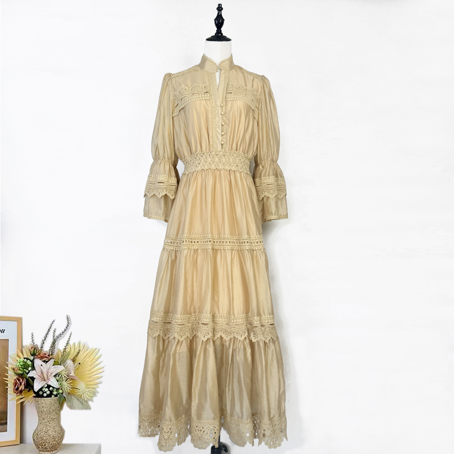 Real shot quality, heavy industry lace lace, elegant women's retro style, big skirt, ruffle edge dress, long skirt Real shot quality, heavy industry lace lace, elegant women's retro style, big skirt, ruffle edge dress, long skirt