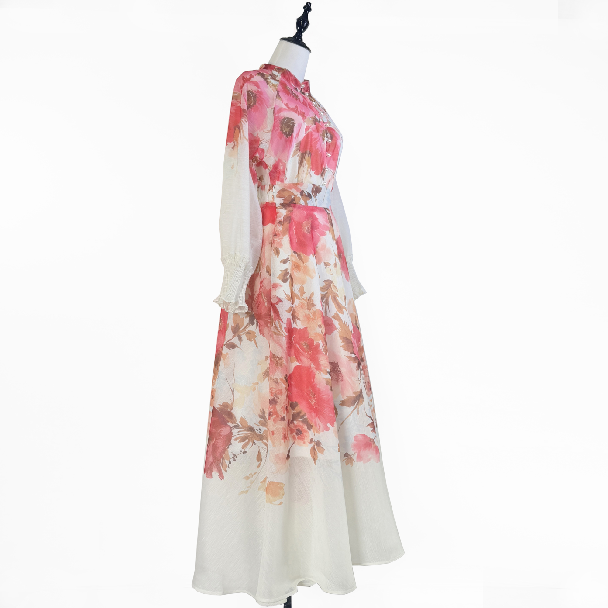 Real time shooting of European and American autumn and winter new retro printed single breasted shirt+high waist and large swing half body long skirt set Real time shooting of European and American autumn and winter new retro printed single breasted shirt+high waist and large swing half body long skirt set