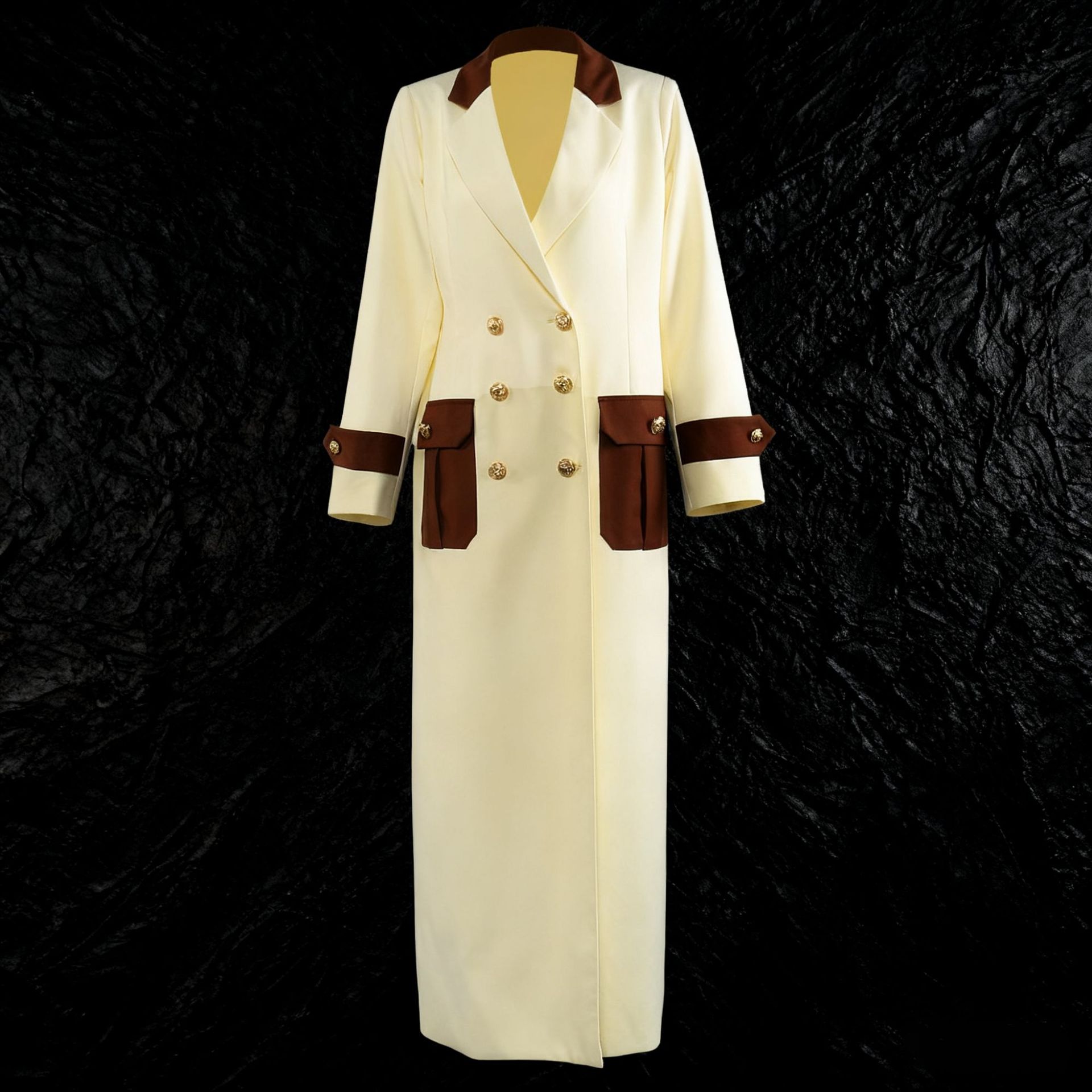 European and American fashion brand high-end coat women's 2025 autumn and winter new item, lapel contrasting long sleeved three-dimensional cutting trench coat jacket European and American fashion brand high-end coat women's 2025 autumn and winter new item, lapel contrasting long sleeved three-dimensional cutting trench coat jacket