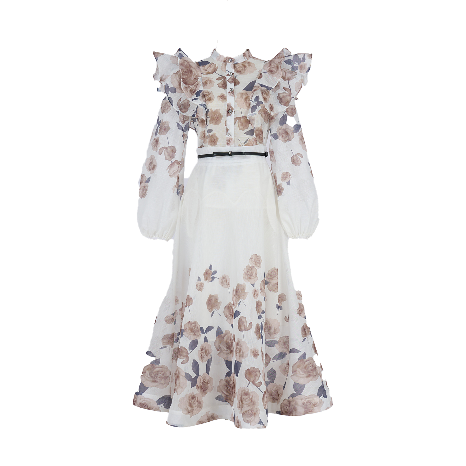 Real time shooting of European spring and summer new heavy craft lotus leaf edge lantern sleeve shirt+large skirt set in 9 colors Real time shooting of European spring and summer new heavy craft lotus leaf edge lantern sleeve shirt+large skirt set in 9 colors