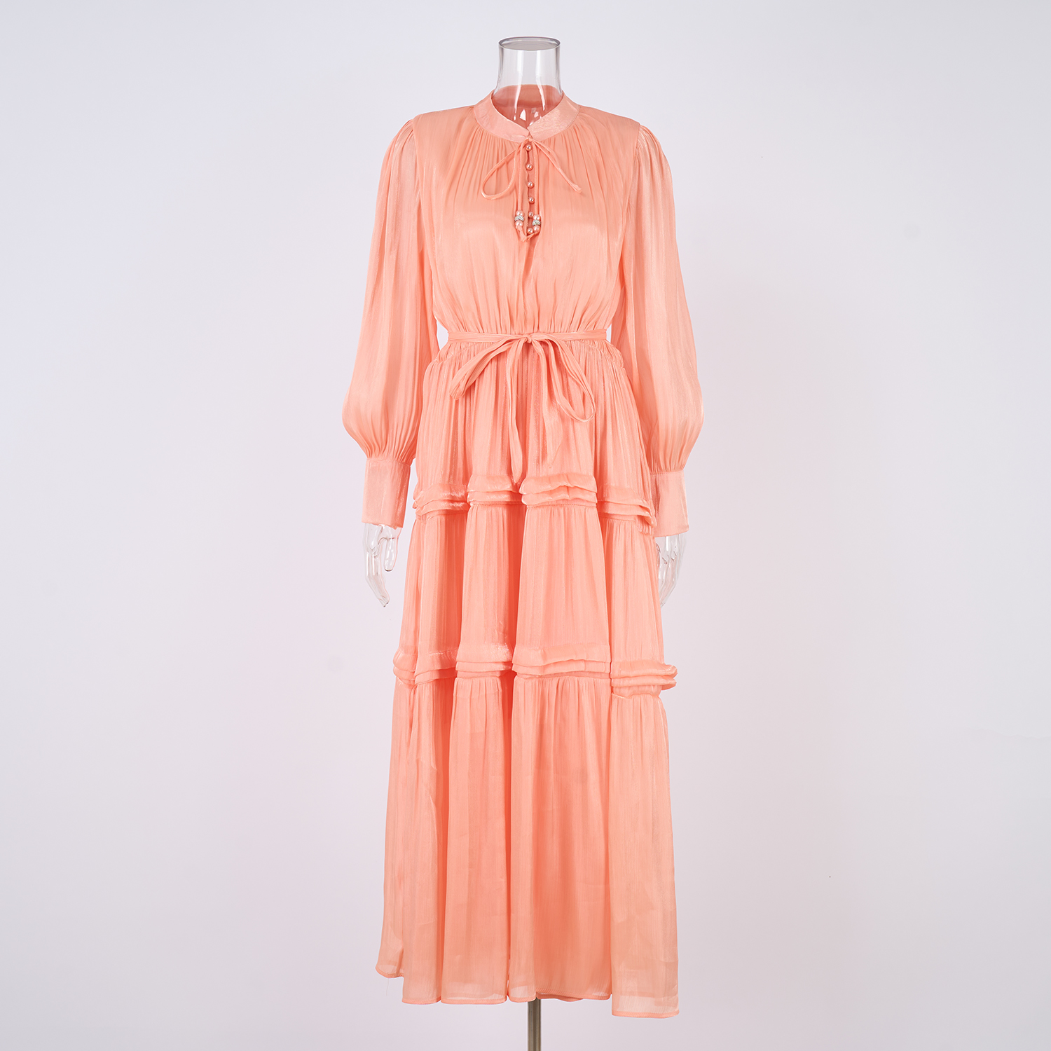 Real shooting of European and American style autumn new women's long sleeved dress with loose waist and slimming temperament long skirt in 8 colors Real shooting of European and American style autumn new women's long sleeved dress with loose waist and slimming temperament long skirt in 8 colors