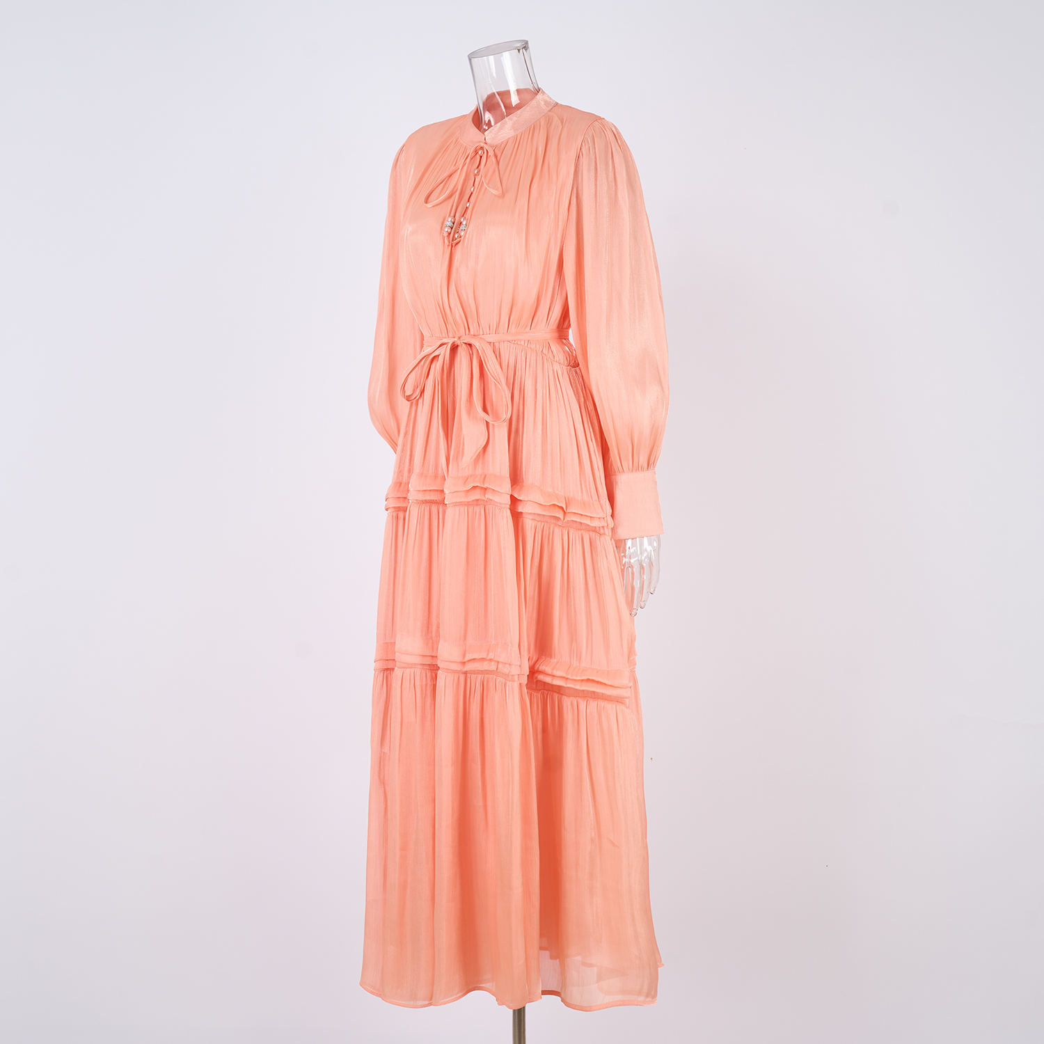 Real shooting of European and American style autumn new women's long sleeved dress with loose waist and slimming temperament long skirt in 8 colors Real shooting of European and American style autumn new women's long sleeved dress with loose waist and slimming temperament long skirt in 8 colors