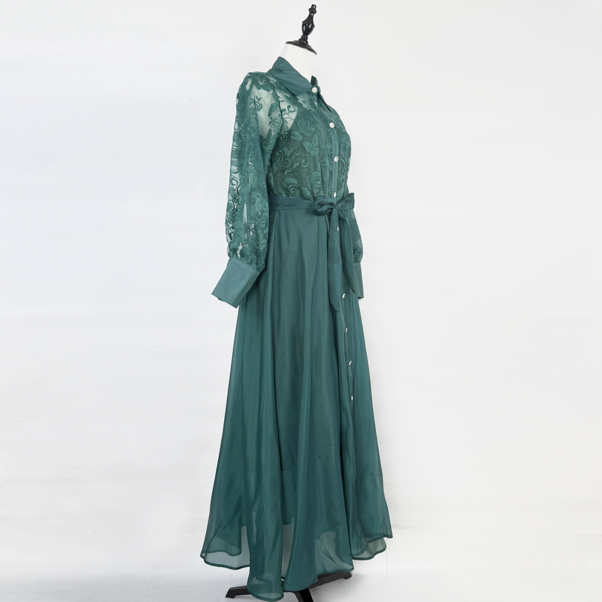 Realistic French high-end women's dress autumn heavy embroidery lapel lantern sleeve single breasted dress Realistic French high-end women's dress autumn heavy embroidery lapel lantern sleeve single breasted dress