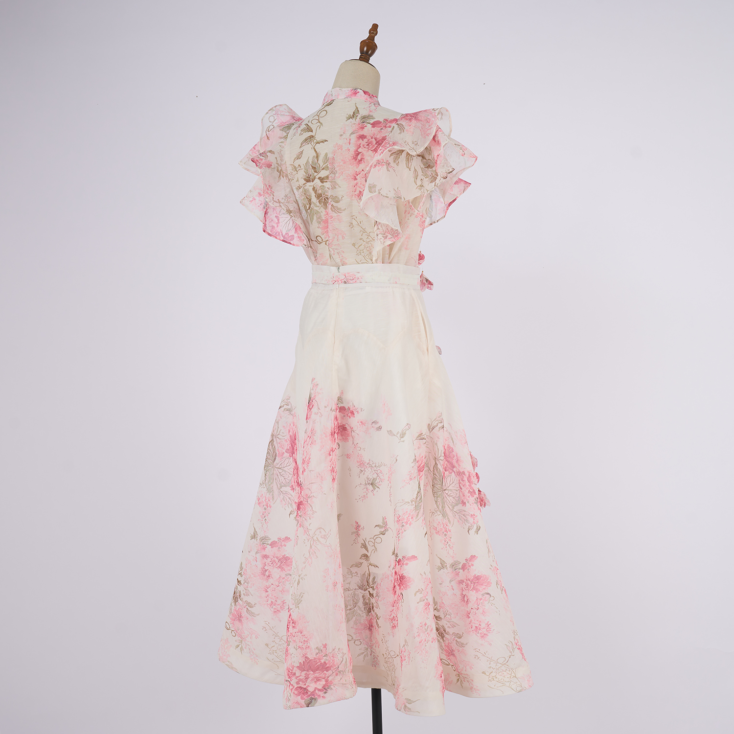 Real shot Australian new palace style stand up collar ruffle diamond button sleeveless wide swing dress set Real shot Australian new palace style stand up collar ruffle diamond button sleeveless wide swing dress set