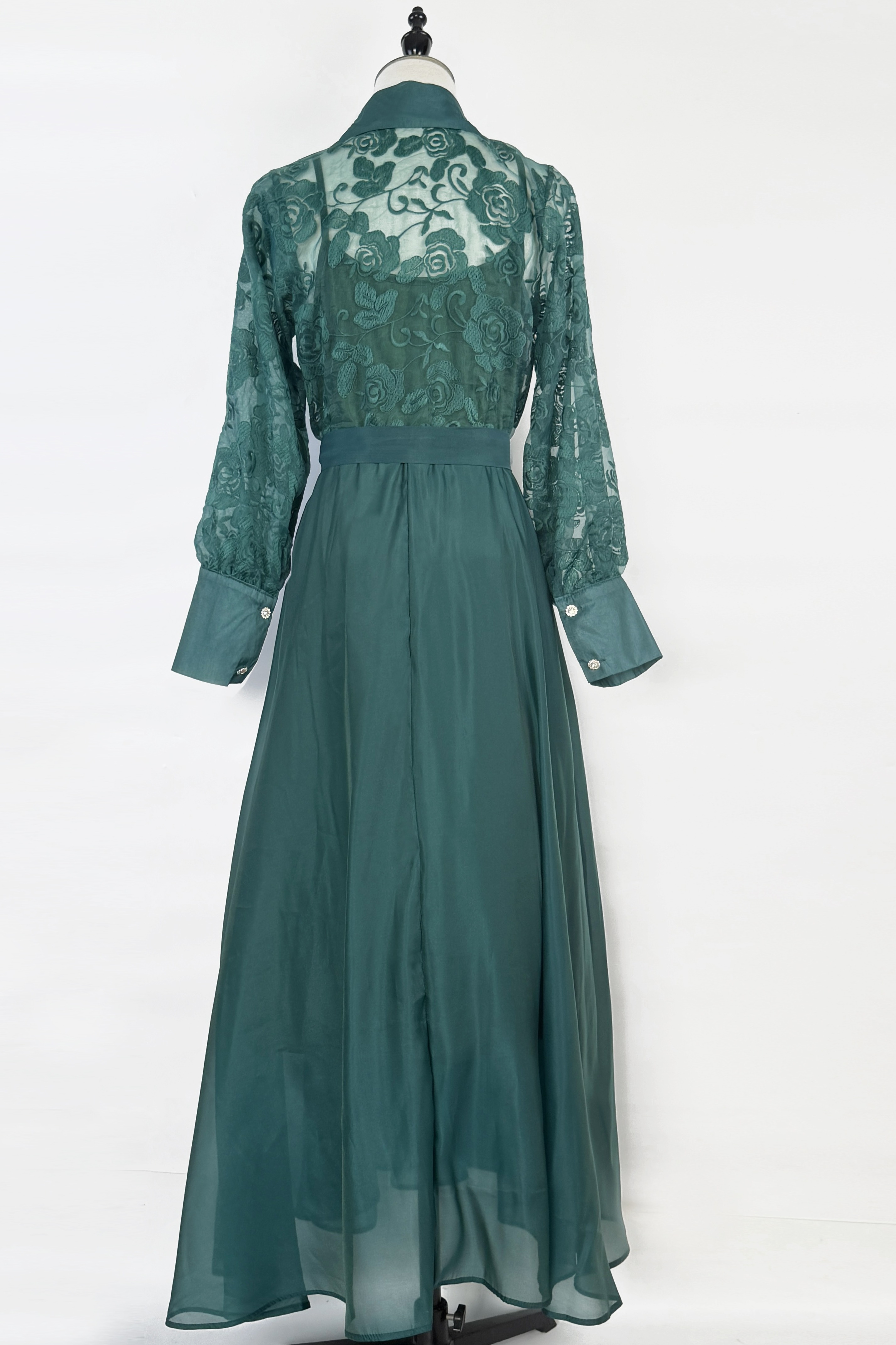 Realistic French high-end women's dress autumn heavy embroidery lapel lantern sleeve single breasted dress Realistic French high-end women's dress autumn heavy embroidery lapel lantern sleeve single breasted dress