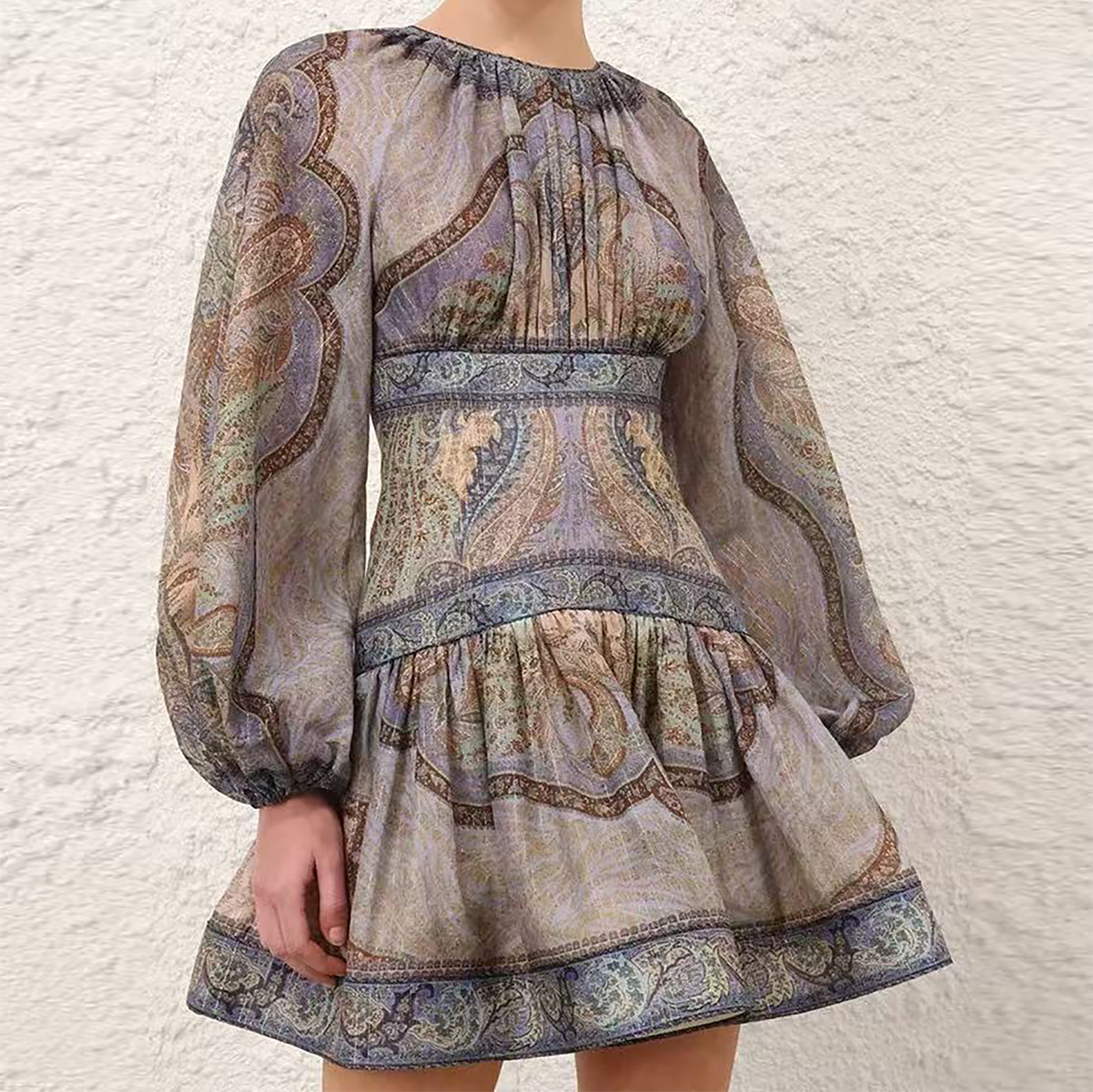 2026 Holiday Swimsuit New Brocade Pattern Blue Mini Dress 2026 Holiday Swimsuit New Brocade Pattern Blue Mini Dress