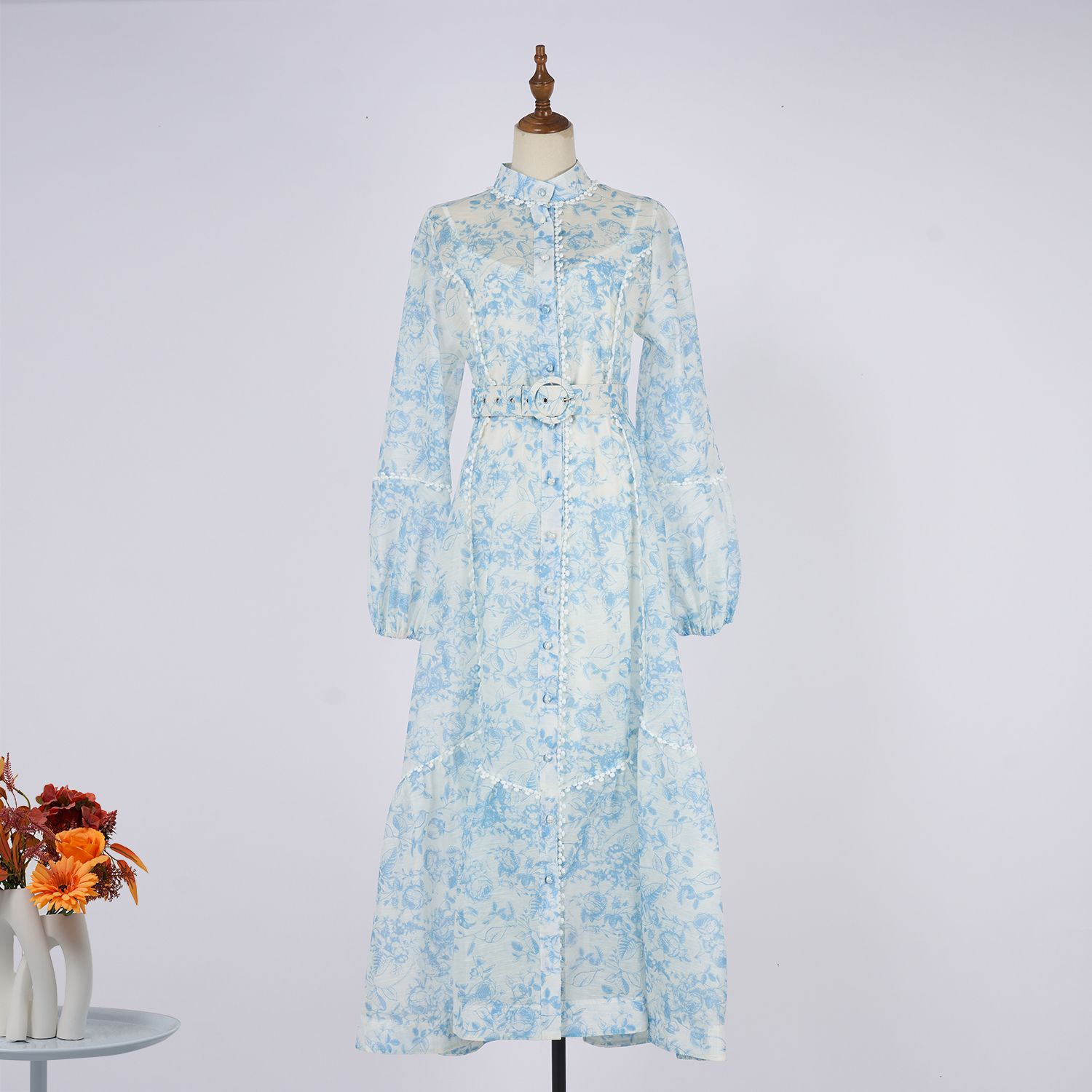 Real shot Australian retro print French elegant ultra long lace lace patchwork dress with large skirt