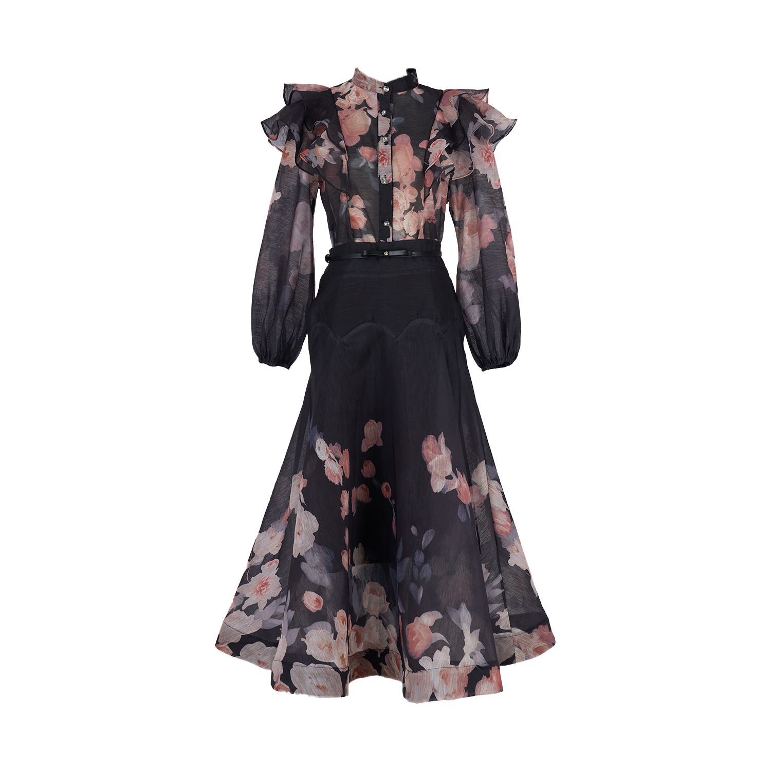 Real time shooting of European spring and summer new heavy craft lotus leaf edge lantern sleeve shirt+large skirt set in 9 colors Real time shooting of European spring and summer new heavy craft lotus leaf edge lantern sleeve shirt+large skirt set in 9 colors