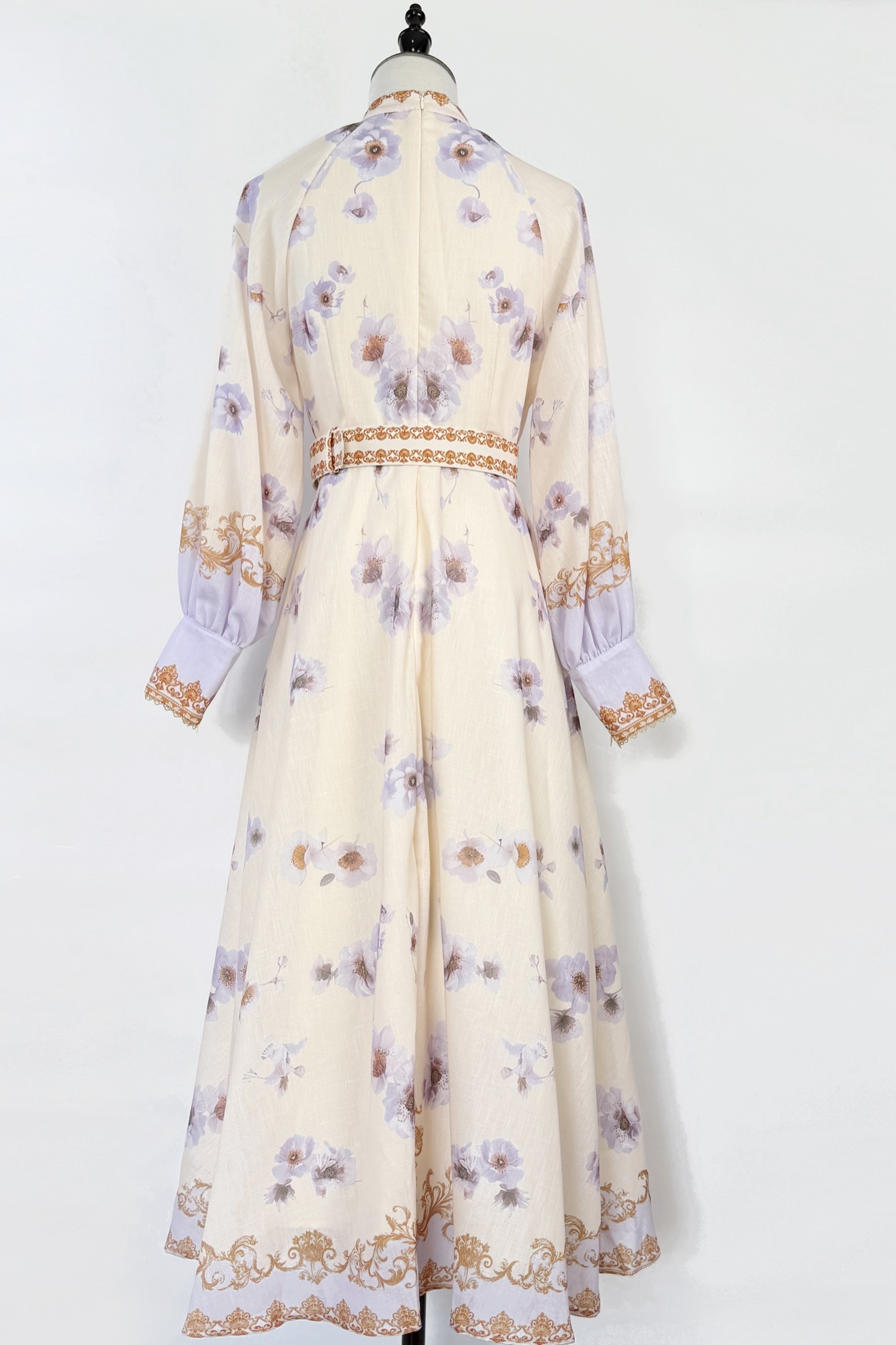 Real time shooting of light luxury high fixed 2025 early autumn new floral pattern stand up collar buckle lantern sleeve waist cinching dress Real time shooting of light luxury high fixed 2025 early autumn new floral pattern stand up collar buckle lantern sleeve waist cinching dress