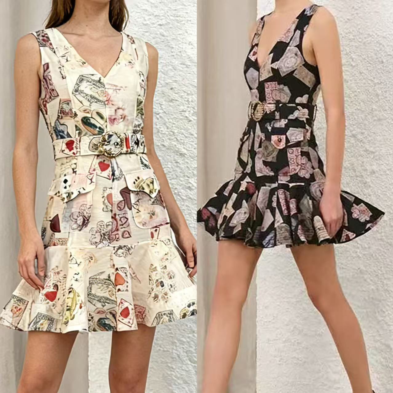 New black printed linen short dress New black printed linen short dress