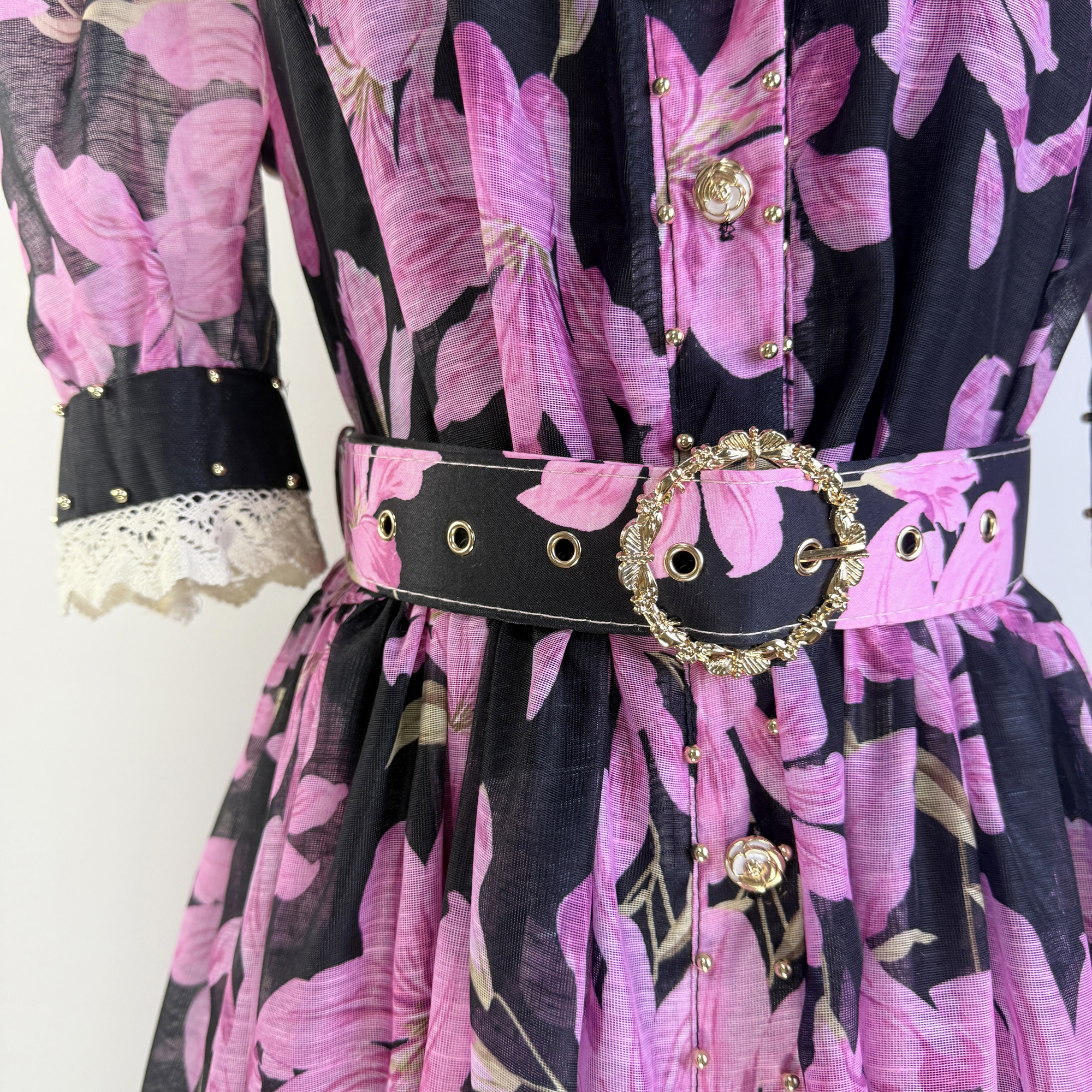 Real shot of Australian niche new printed socialite elegant lapel heavy nail bead lace patchwork dress long Real shot of Australian niche new printed socialite elegant lapel heavy nail bead lace patchwork dress long