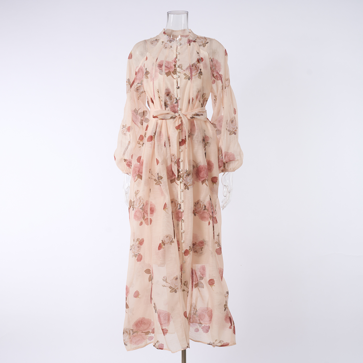 New Fashionable Light Luxury Buckle Printed Shoulder Slip Long Sleeve Long Dress Round Neck Slimming Two Piece Set New Fashionable Light Luxury Buckle Printed Shoulder Slip Long Sleeve Long Dress Round Neck Slimming Two Piece Set