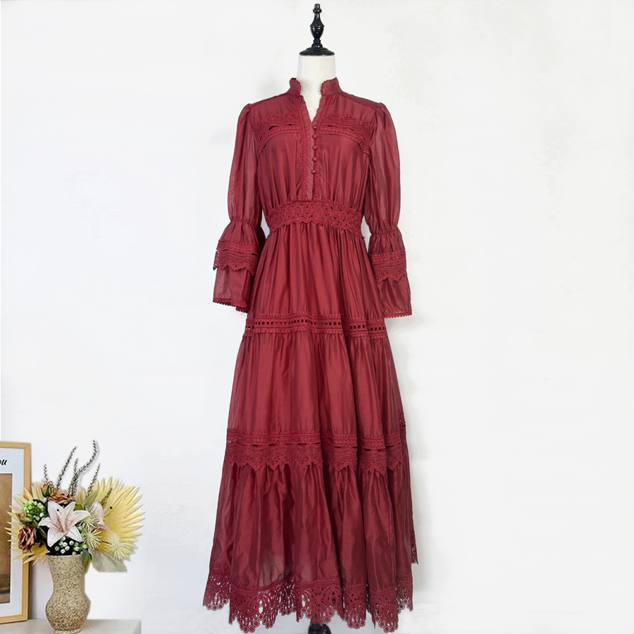 Real shot quality, heavy industry lace lace, elegant women's retro style, big skirt, ruffle edge dress, long skirt Real shot quality, heavy industry lace lace, elegant women's retro style, big skirt, ruffle edge dress, long skirt