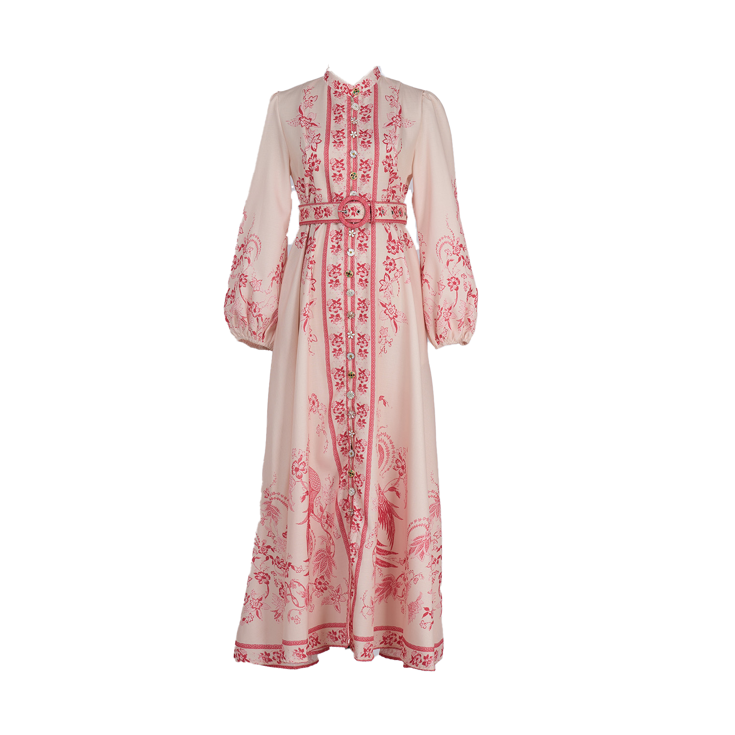 Real shot casual retro print exquisite single breasted stand up collar A-list dress ultra long skirt+belt 14 colors Real shot casual retro print exquisite single breasted stand up collar A-list dress ultra long skirt+belt 14 colors