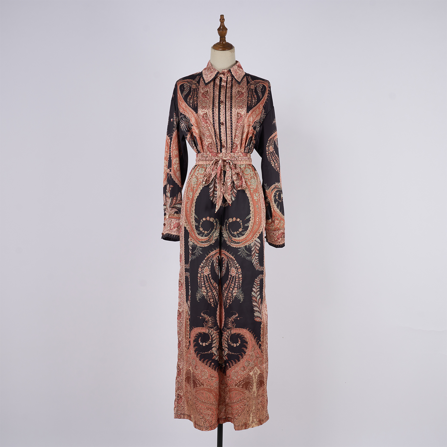 Real shooting of 2025 Australian new tropical style printed autumn and winter straight leg shirt casual pants set Real shooting of 2025 Australian new tropical style printed autumn and winter straight leg shirt casual pants set