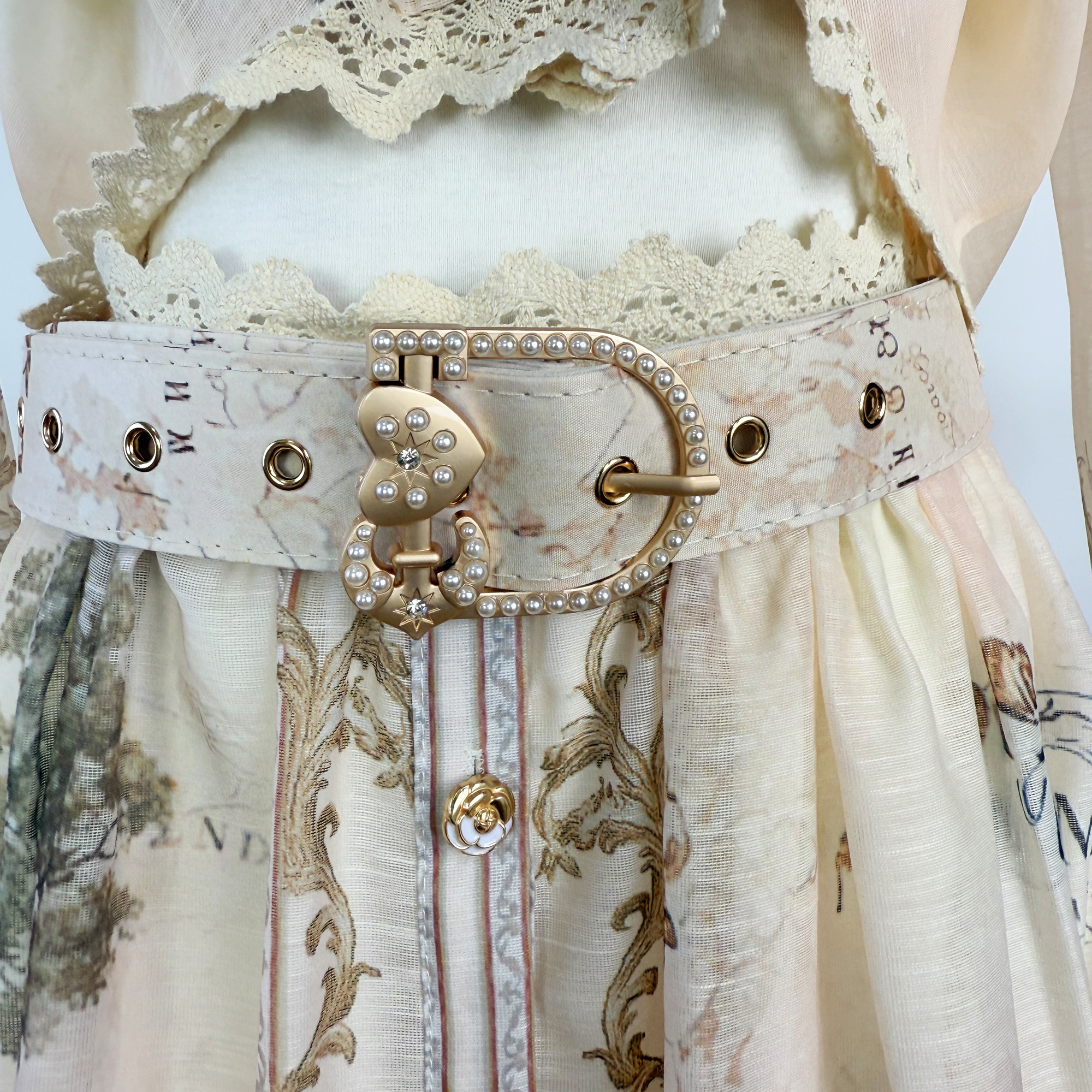 Realistic Australian design lace patchwork print short top, large skirt, half skirt, long skirt set+belt Realistic Australian design lace patchwork print short top, large skirt, half skirt, long skirt set+belt