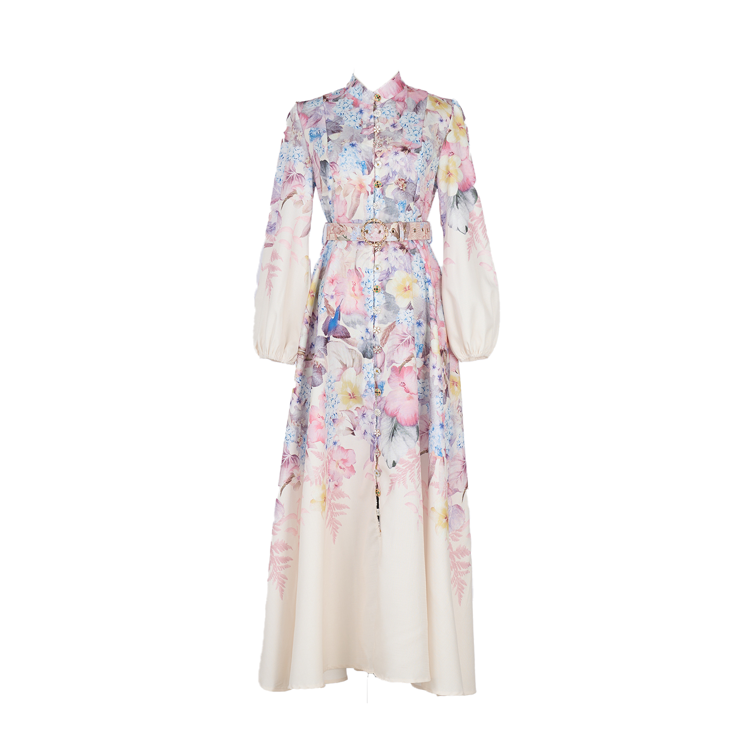 Real shot casual retro print exquisite single breasted stand up collar A-list dress ultra long skirt+belt 14 colors Real shot casual retro print exquisite single breasted stand up collar A-list dress ultra long skirt+belt 14 colors