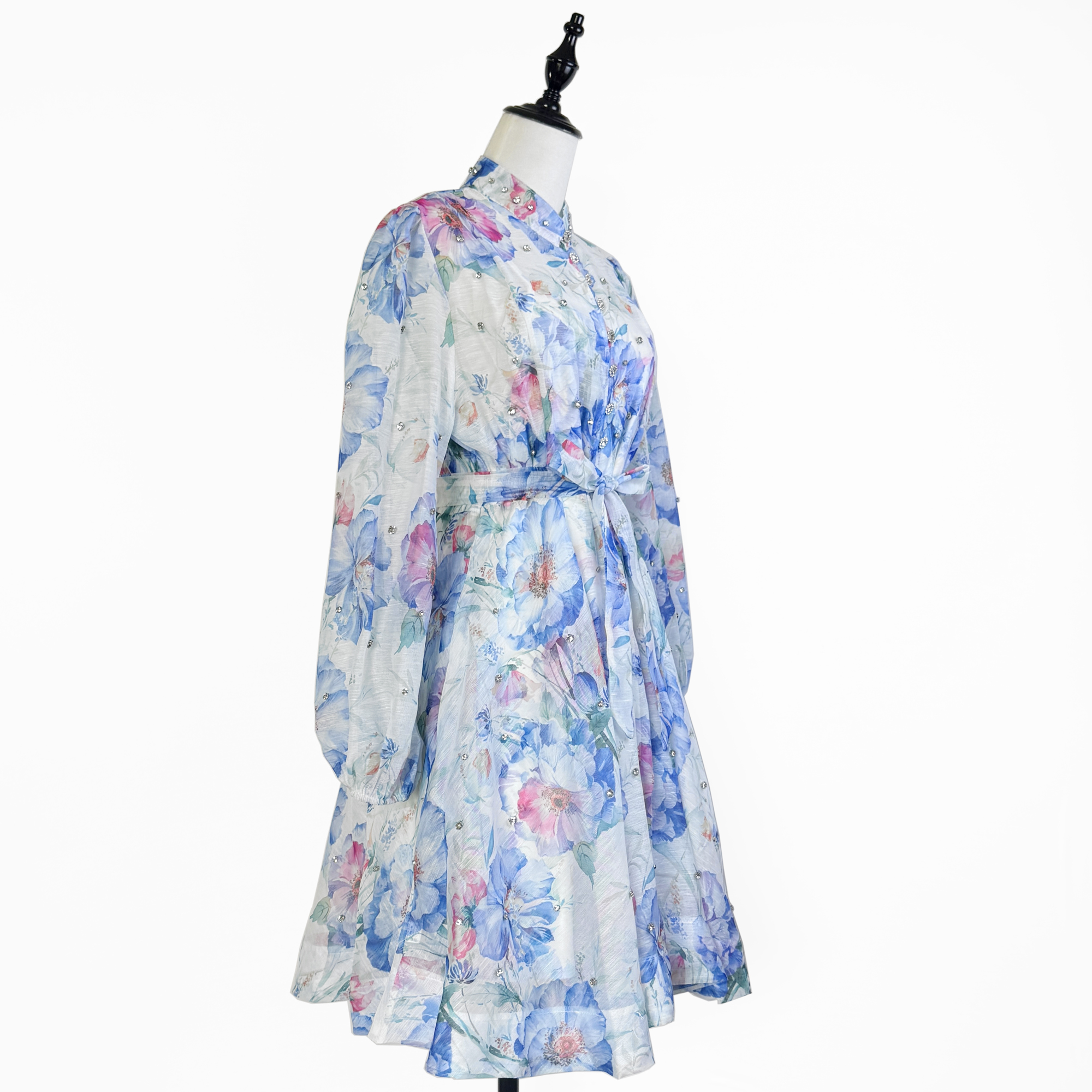 Real shot of 18 color Australian elegant stand up collar single breasted waist slimming short skirt dress with printed suspender Real shot of 18 color Australian elegant stand up collar single breasted waist slimming short skirt dress with printed suspender