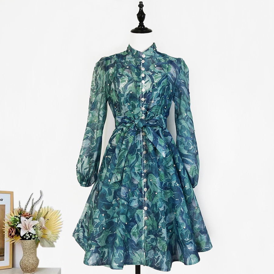 Real shot of 18 color Australian elegant stand up collar single breasted waist slimming short skirt dress with printed suspender Real shot of 18 color Australian elegant stand up collar single breasted waist slimming short skirt dress with printed suspender