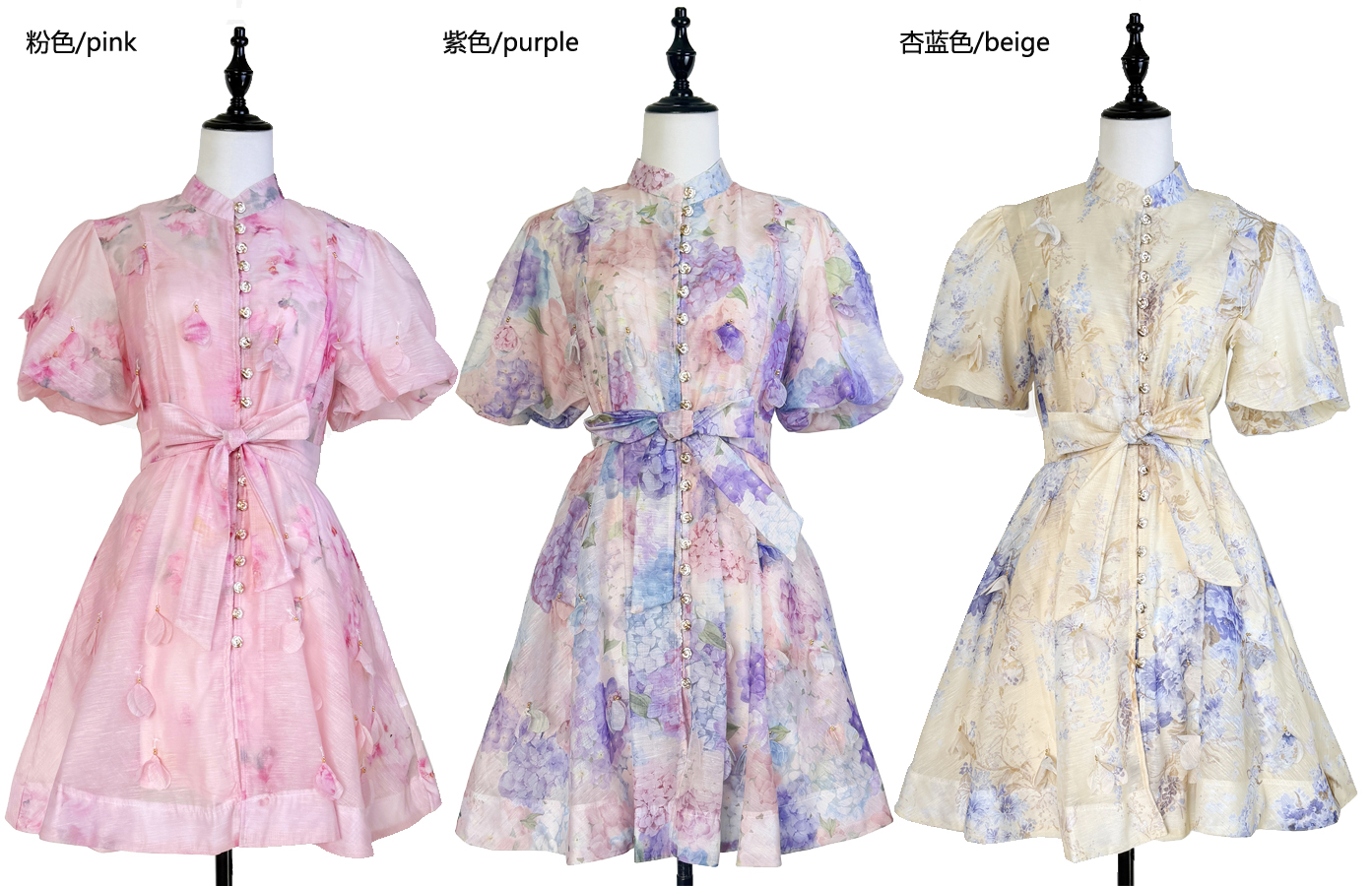 Real shot Australian summer new retro printed heavy flower pendant waist cinching lace up dress short skirt Real shot Australian summer new retro printed heavy flower pendant waist cinching lace up dress short skirt