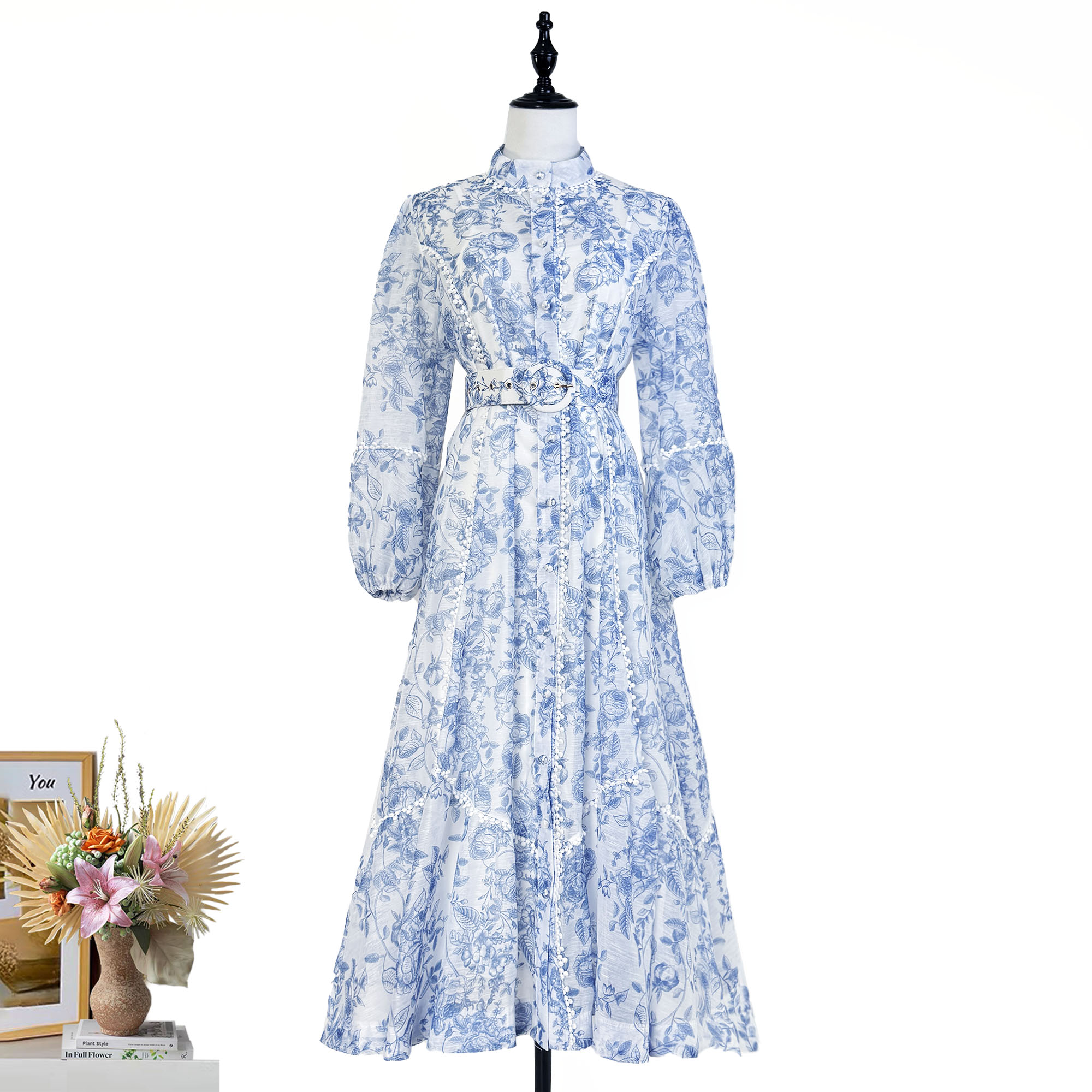 Real shot Australian retro print French elegant mid length lace lace patchwork dress with large skirt Real shot Australian retro print French elegant mid length lace lace patchwork dress with large skirt