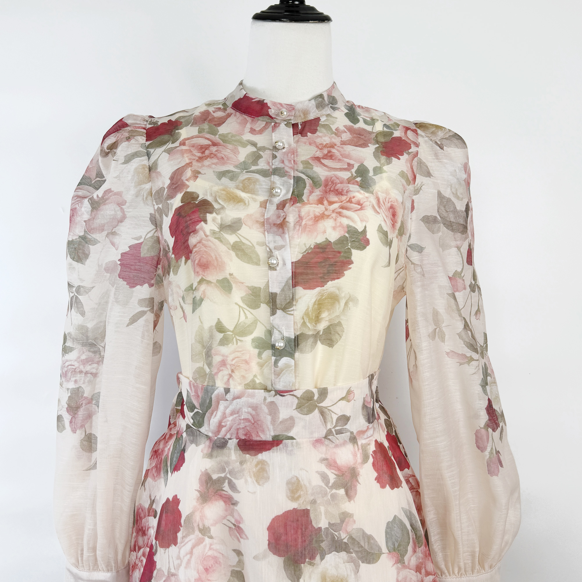 Real shot of European and American retro printed elegant and fashionable single breasted shirt, high waist super large swing skirt set, skirt length Real shot of European and American retro printed elegant and fashionable single breasted shirt, high waist super large swing skirt set, skirt length