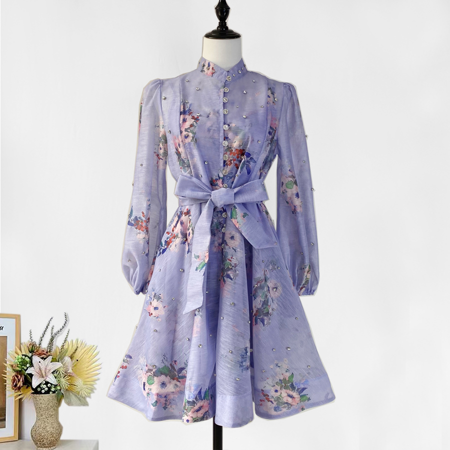 Real shot of 18 color Australian elegant stand up collar single breasted waist slimming short skirt dress with printed suspender Real shot of 18 color Australian elegant stand up collar single breasted waist slimming short skirt dress with printed suspender