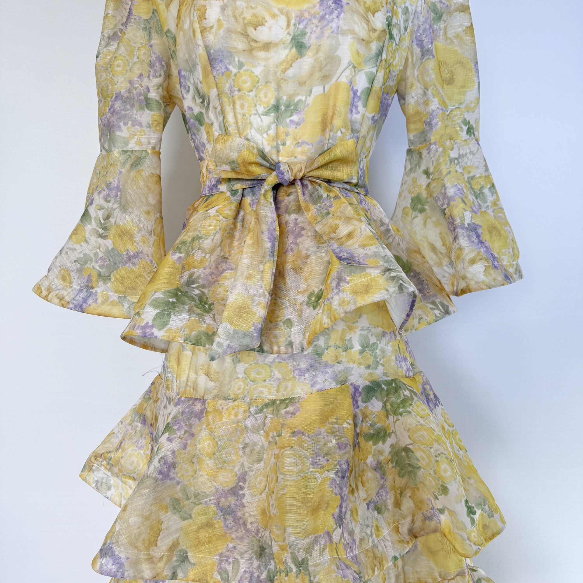 Real shot Australian retro printed ruffle edge dress cake TAMA long skirt trumpet sleeve fairy dress Real shot Australian retro printed ruffle edge dress cake TAMA long skirt trumpet sleeve fairy dress