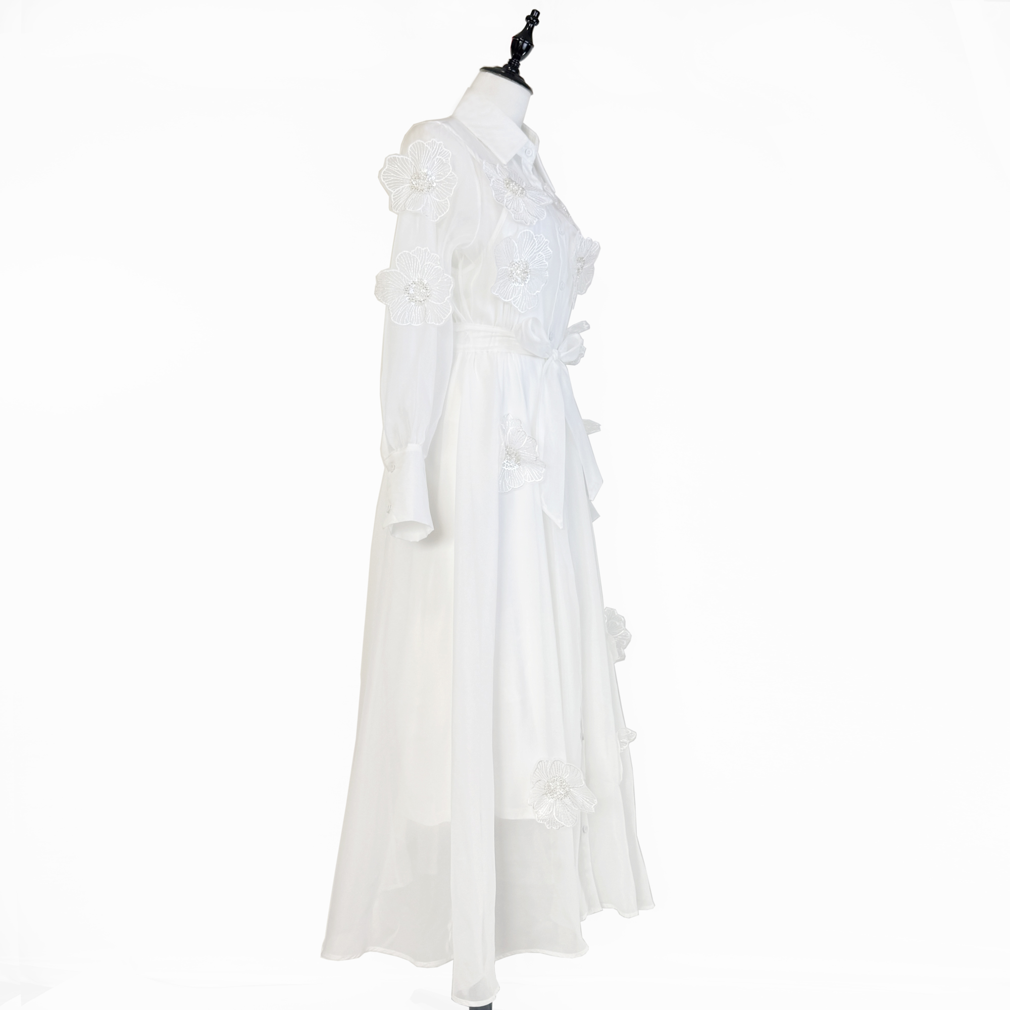 Real shot French lapel nail bead embroidery decal dress temperament long sleeved waist cinching lace up dress long skirt Real shot French lapel nail bead embroidery decal dress temperament long sleeved waist cinching lace up dress long skirt