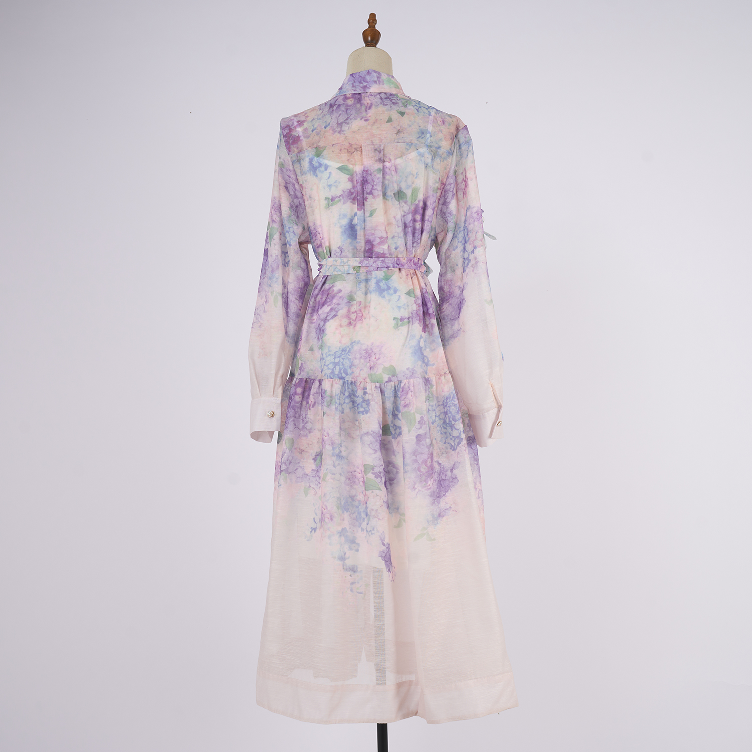 Real shot of 2025 spring/summer European and American women's lapel long sleeved waist belt, single breasted positioning printed dress Real shot of 2025 spring/summer European and American women's lapel long sleeved waist belt, single breasted positioning printed dress