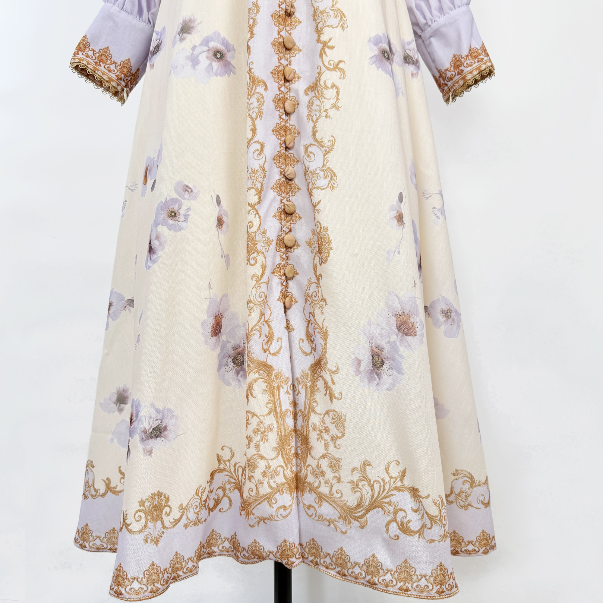 Real time shooting of light luxury high fixed 2025 early autumn new floral pattern stand up collar buckle lantern sleeve waist cinching dress Real time shooting of light luxury high fixed 2025 early autumn new floral pattern stand up collar buckle lantern sleeve waist cinching dress