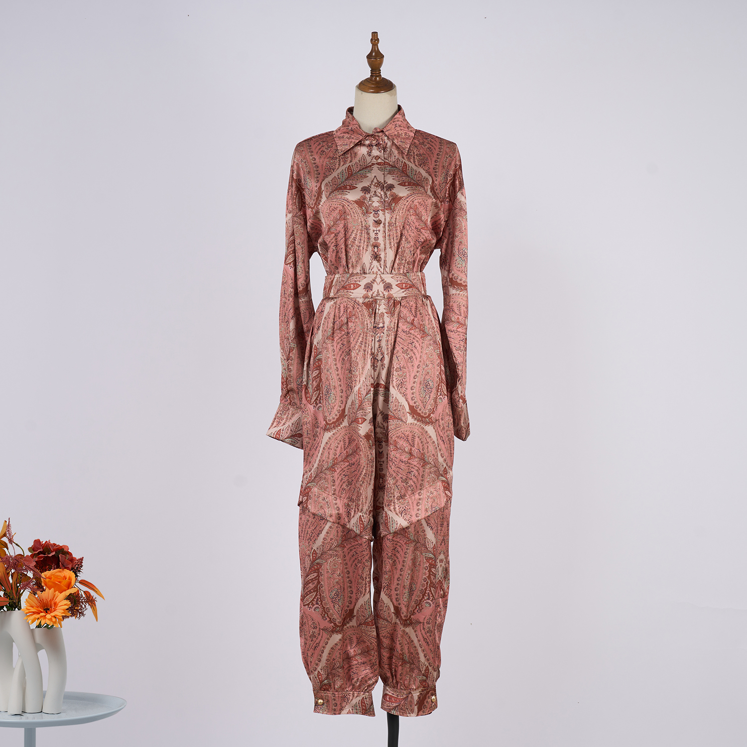 Real shooting of 2025 new printed straight tube casual shirt set