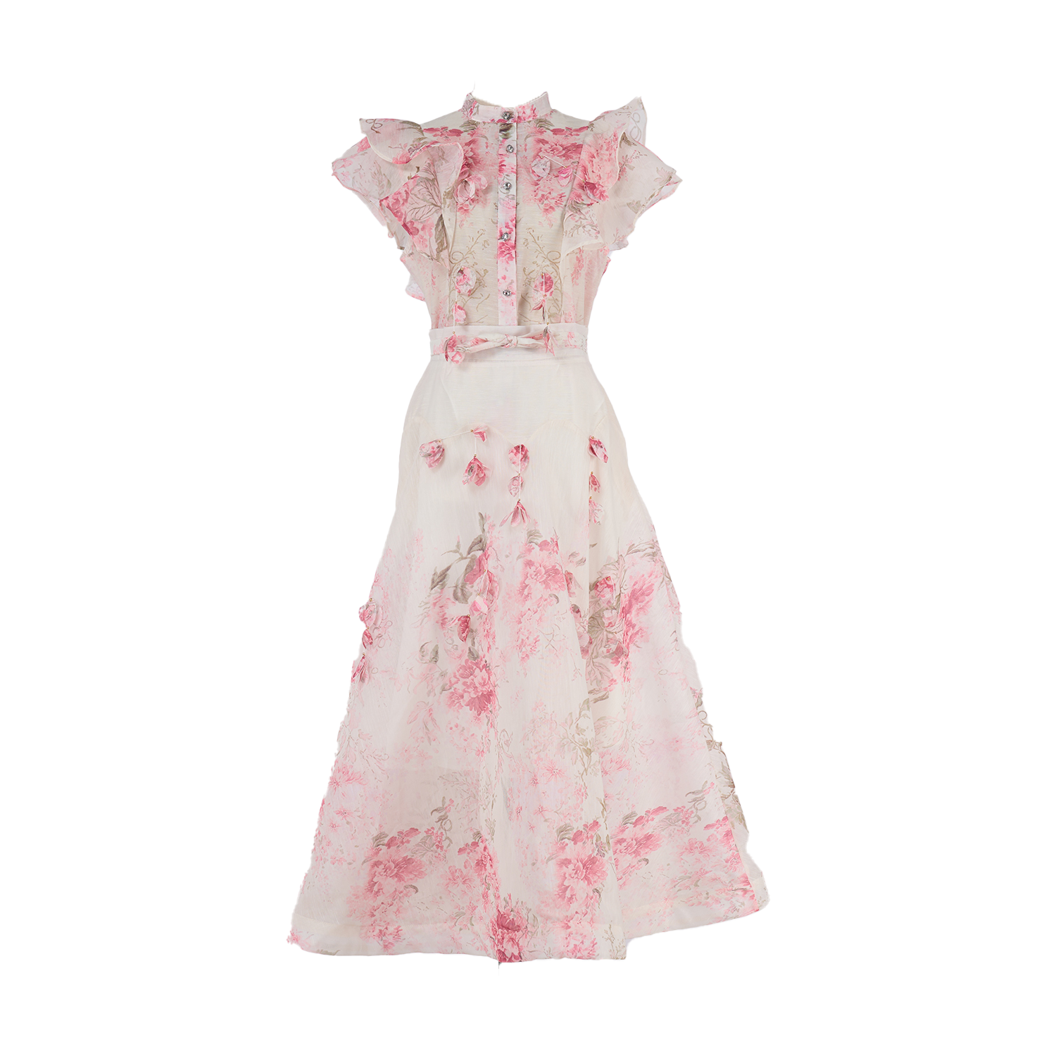 Real shot Australian new palace style stand up collar ruffle diamond button sleeveless wide swing dress set Real shot Australian new palace style stand up collar ruffle diamond button sleeveless wide swing dress set