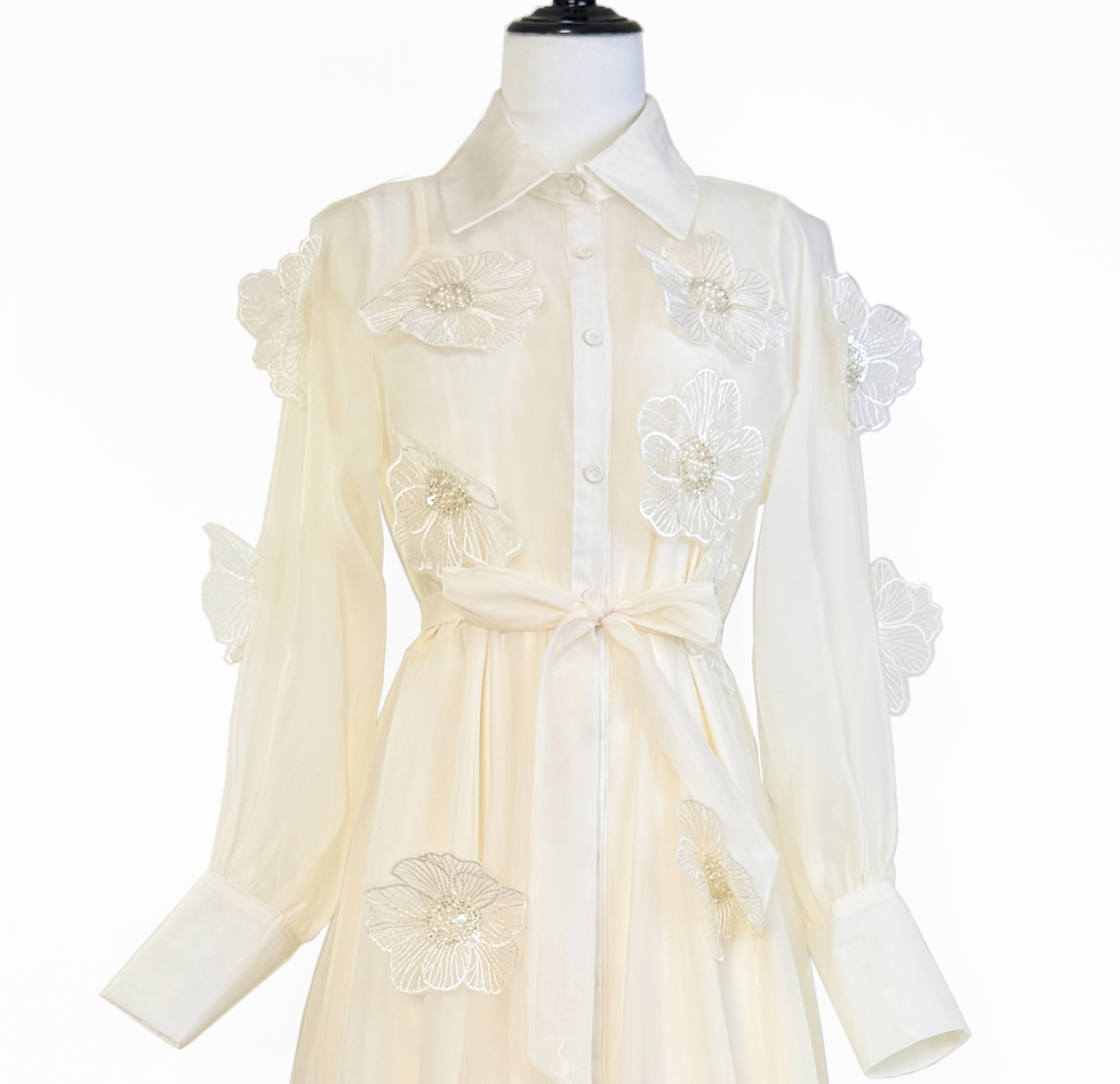 Realistic French dinner party stunning dress, long skirt, summer light luxury flower perspective waist slimming dress Realistic French dinner party stunning dress, long skirt, summer light luxury flower perspective waist slimming dress