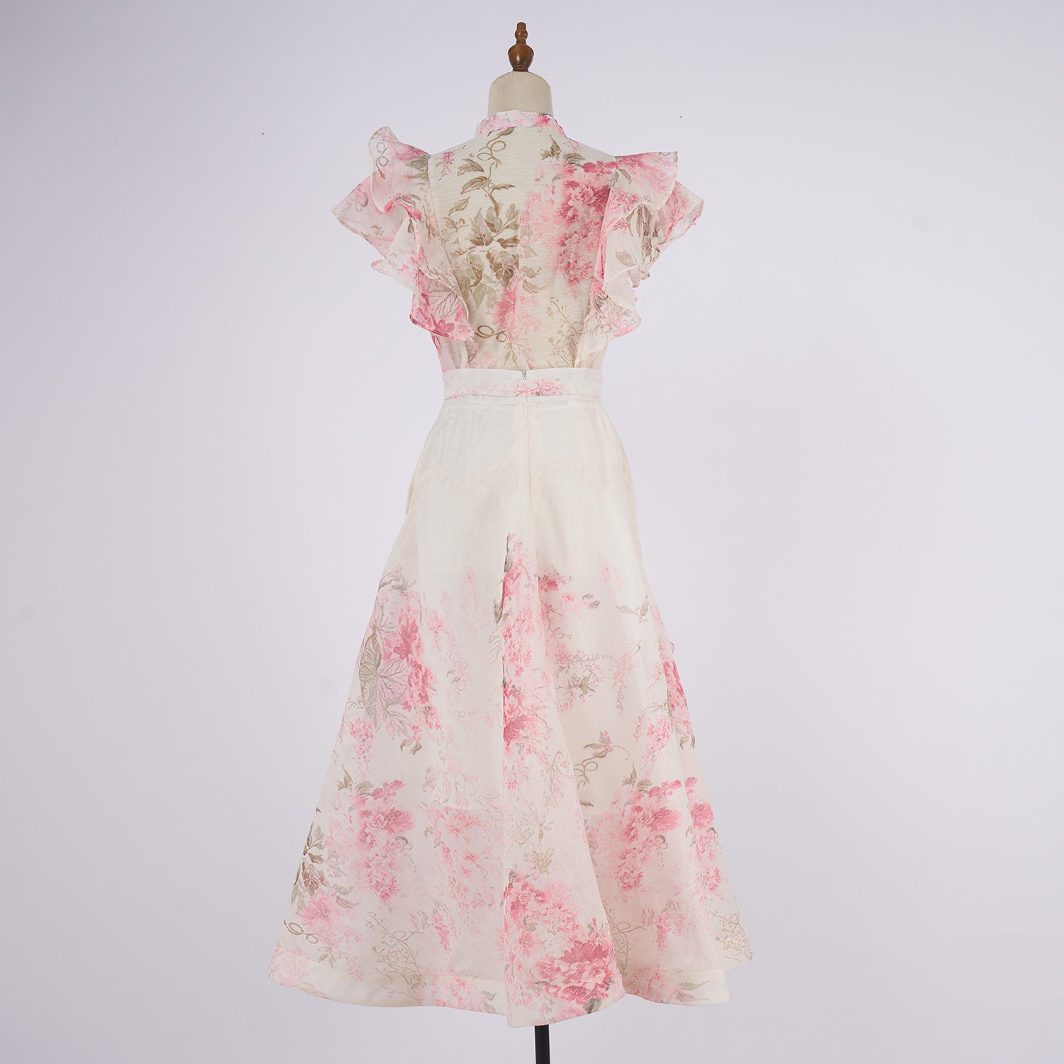 Real shot Australian new palace style stand up collar ruffle diamond button sleeveless wide swing dress set Real shot Australian new palace style stand up collar ruffle diamond button sleeveless wide swing dress set