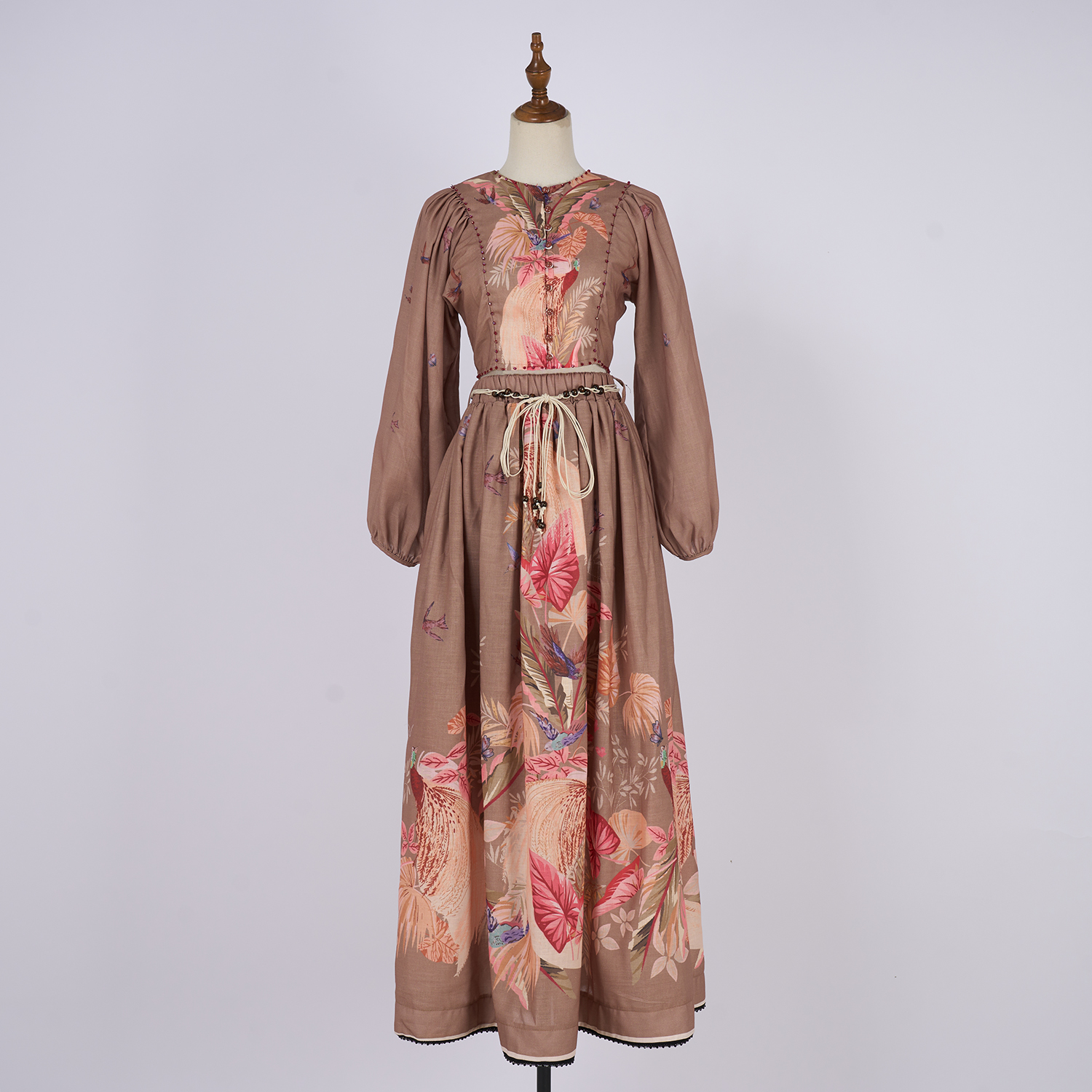 Real time shooting of light luxury and high-end summer vacation floral print lantern sleeves short top and skirt set Real time shooting of light luxury and high-end summer vacation floral print lantern sleeves short top and skirt set