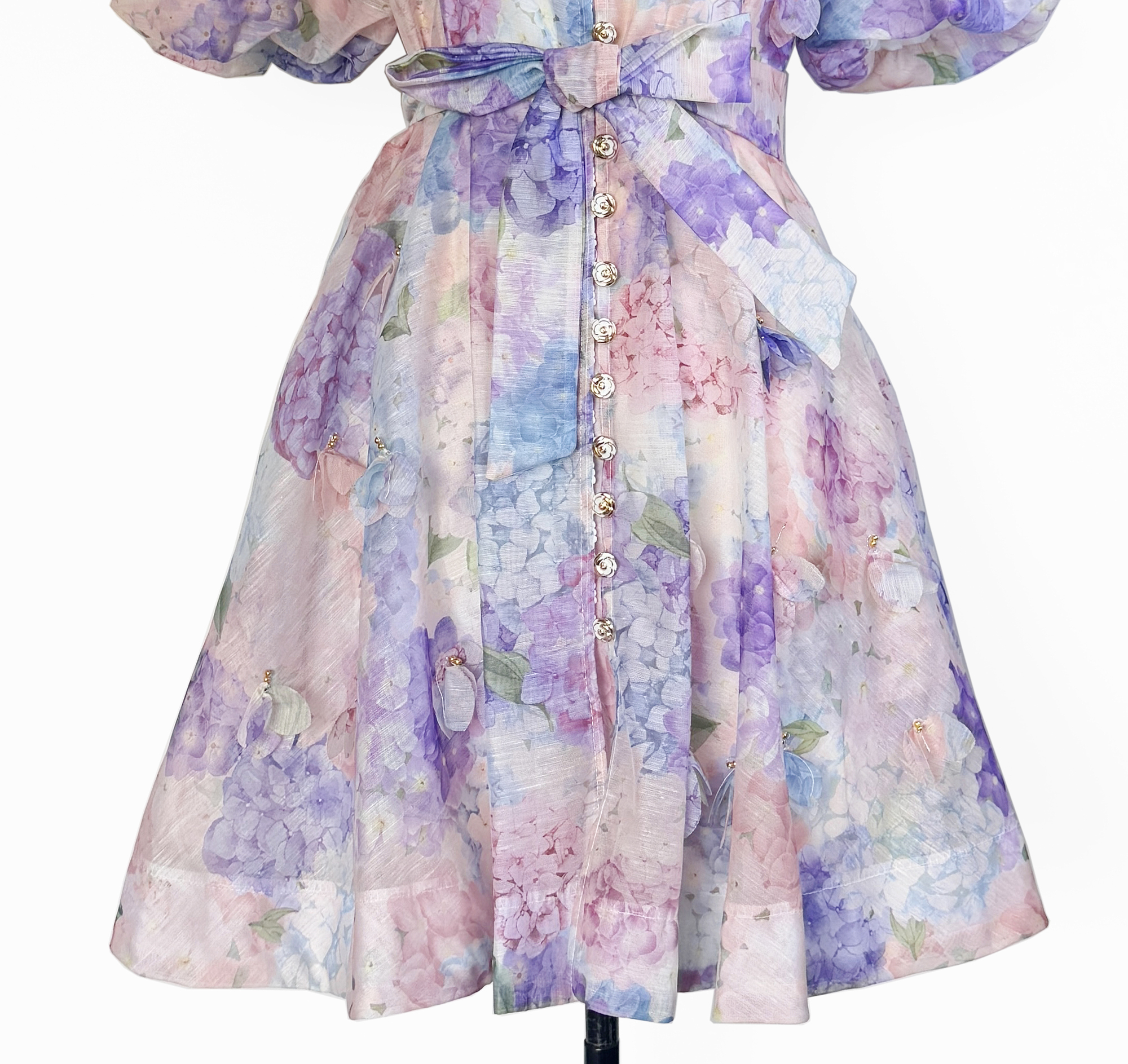 Real shot Australian summer new retro printed heavy flower pendant waist cinching lace up dress short skirt Real shot Australian summer new retro printed heavy flower pendant waist cinching lace up dress short skirt