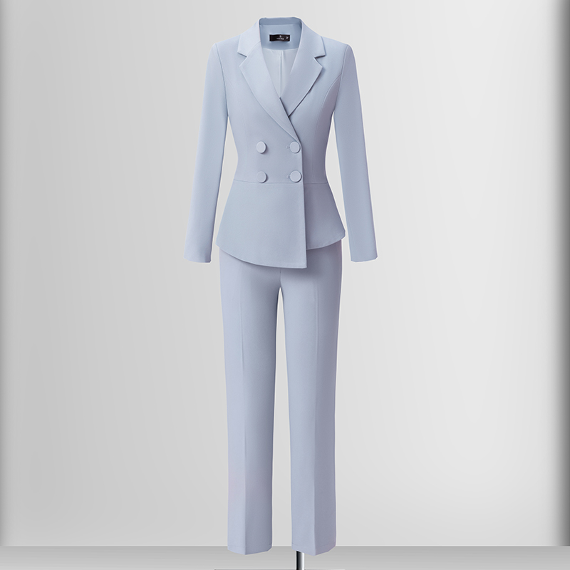 High end professional women's clothing temperament double breasted suit jacket for women's autumn slimming and commuting formal suit set High end professional women's clothing temperament double breasted suit jacket for women's autumn slimming and commuting formal suit set