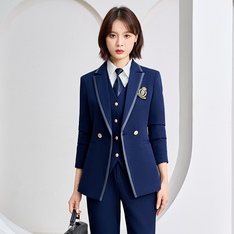 Design sense, high-end college style uniform, women's autumn and winter temperament, high-end sense, suit, vest, pants, three piece set
